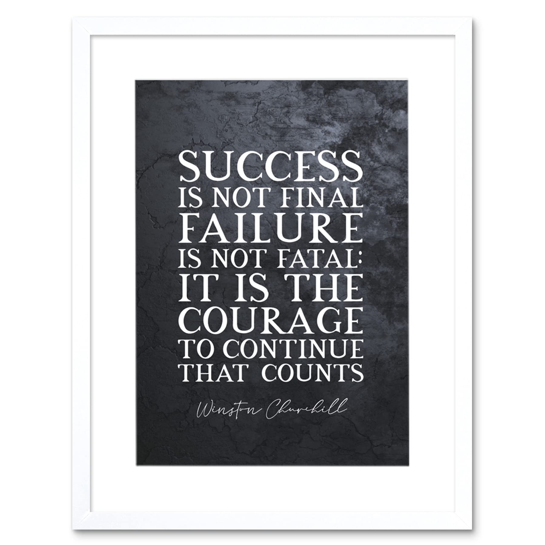 Artery8 Slate Quote Winston Churchill Success Artwork Framed Wall Art Print 12X16 Inch
