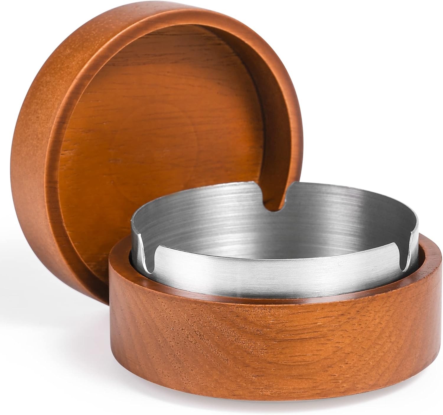 Wooden Ashtray with Lid Windproof Durable Ash Tray with