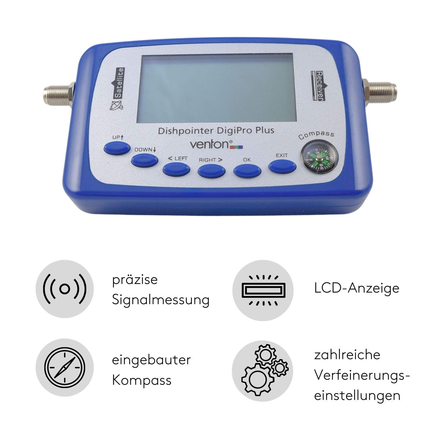 Viseur Satellite Numérique Avec Boussole - Écran LCD Et Signal Sonore Pour Antenne
