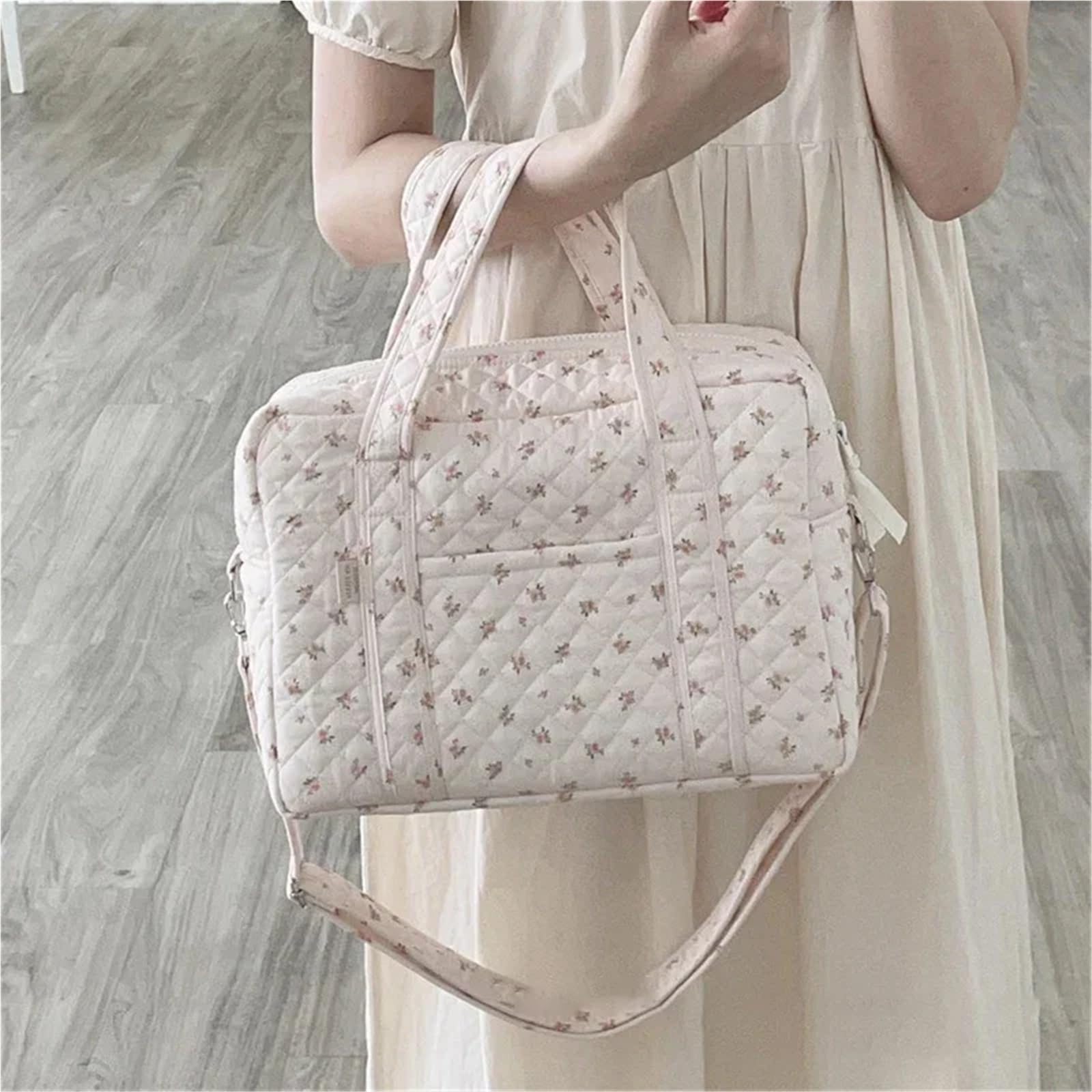 Borsa Passeggino Universale Borsa portaoggetti for Mamma Borsa a Tracolla Multifunzionale Borsa a Tracolla Leggera Trapuntata Floreale in Cotone Moda Portatile