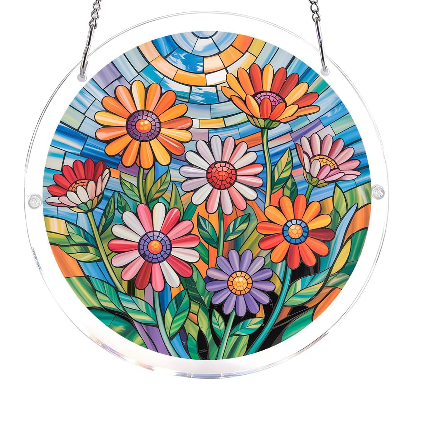 Daisy Acrylic Jigsaw Puzzles Suncatcher, 8.9 Inch Window Hanging Suncatcher Acrylic Puzzle, DIY Home Decor Art Gift