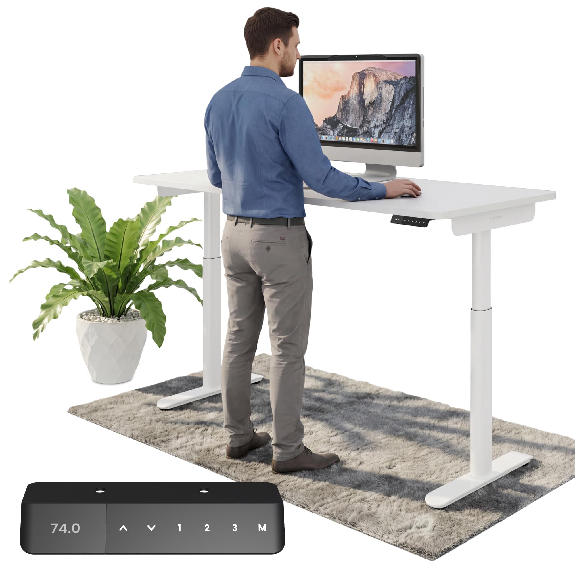 Ergotopia Desktopia One höhenverstellbarer Schreibtisch | elektrischer Schreibtisch höhenverstellbar | Bürotisch höhenverstellbar, Verstellbarer Tisch TÜV-geprüft, 7 Jahre Garantie 160x80 cm
