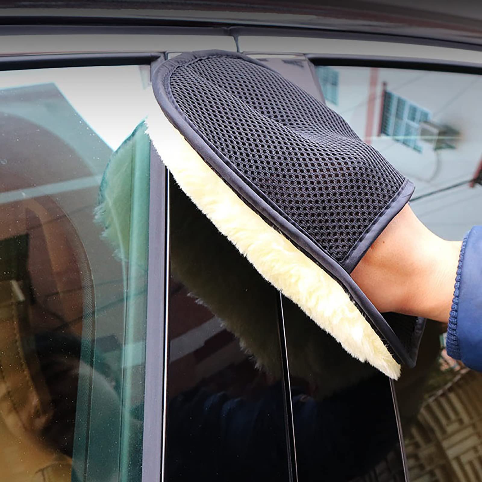 Gant De Lavage Auto En Laine D'Agneau Topteck - Nettoyage Sans Rayure - Filet Pour Insectes - Lavage à Main