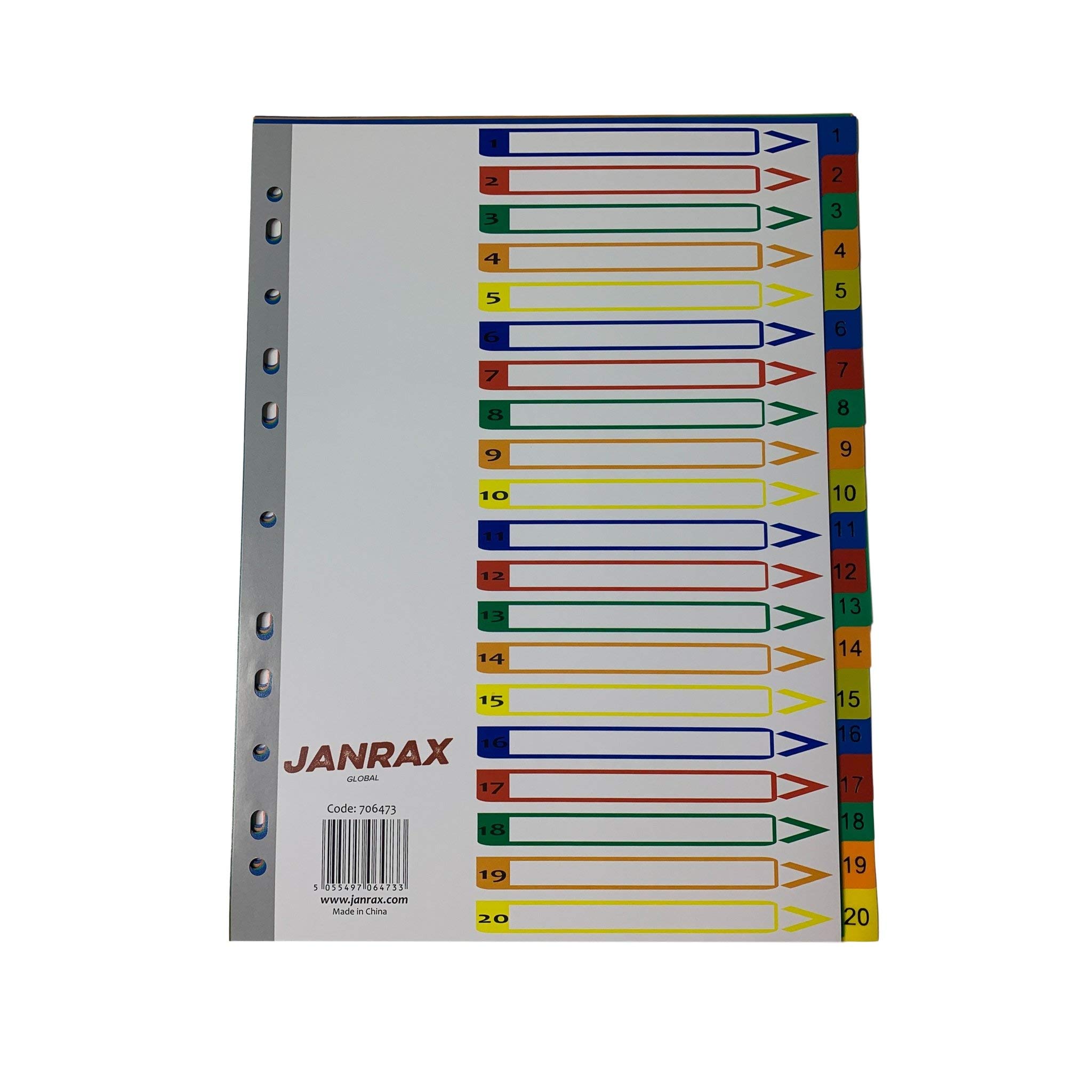 A4 20 Part Polypropylene Dividers with Index Cover