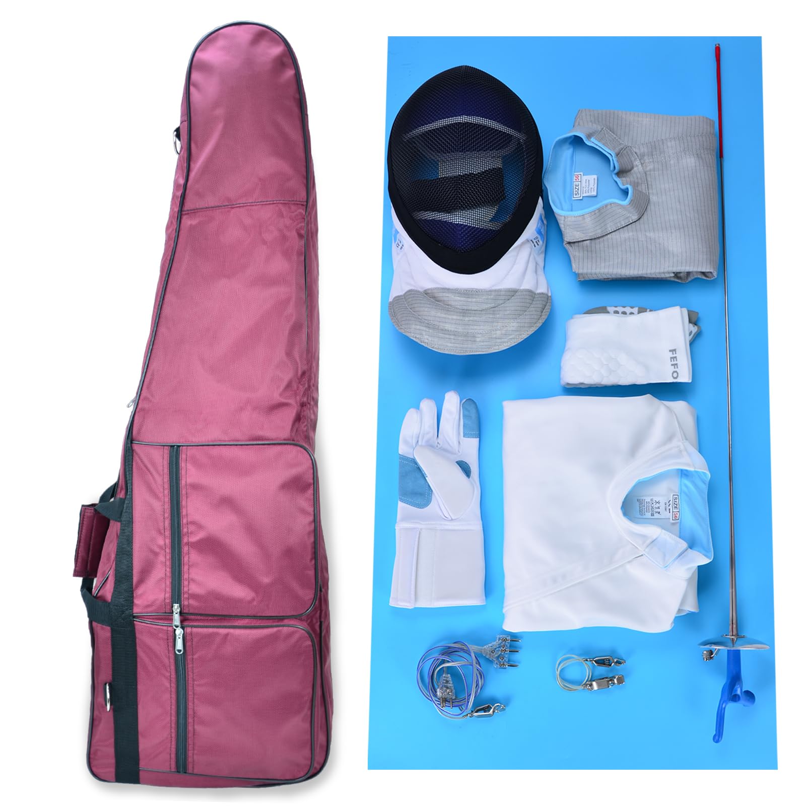 FEFOSAEP Fencing Bag - Junior Fencing Equipment Bag - Portable Fencing Sword Bag with Handle and Shoulder Strap (Burgundy)