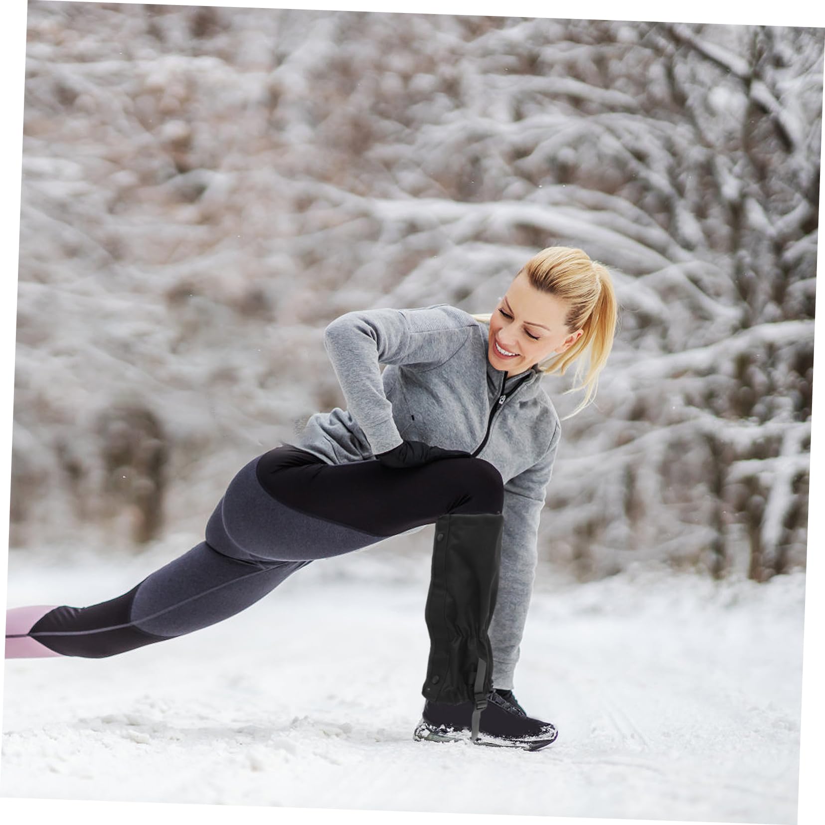 Sanddichtes Bergsteigerschuhwerk Legging Gamasche hohe Gamaschen Outdoor-Wadenärmel Schnee Schuh Gamaschen Kletterbeinschützer Gamaschen für Wanderschuhe Oxford-Stoff Black