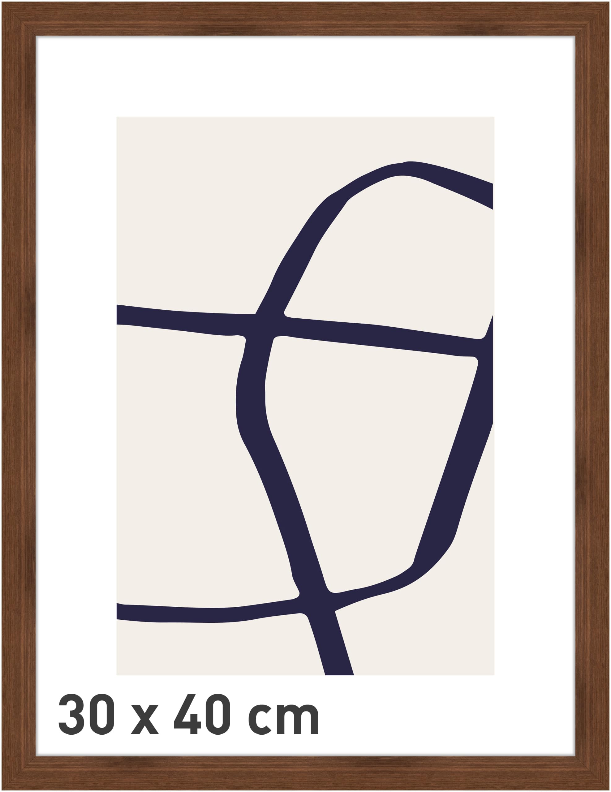 Accent By Nielsen Walnut Velino Picture Frame - 30X40cm - With Glass Front - Ready-To-Hang With Contemporary Poster Print