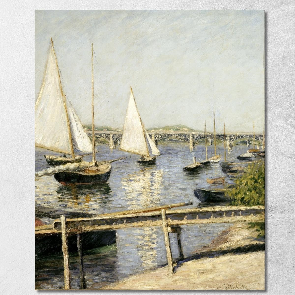 Bateau à voile à Argenteuil tableau Caillebotte pour salon élégant gcl26