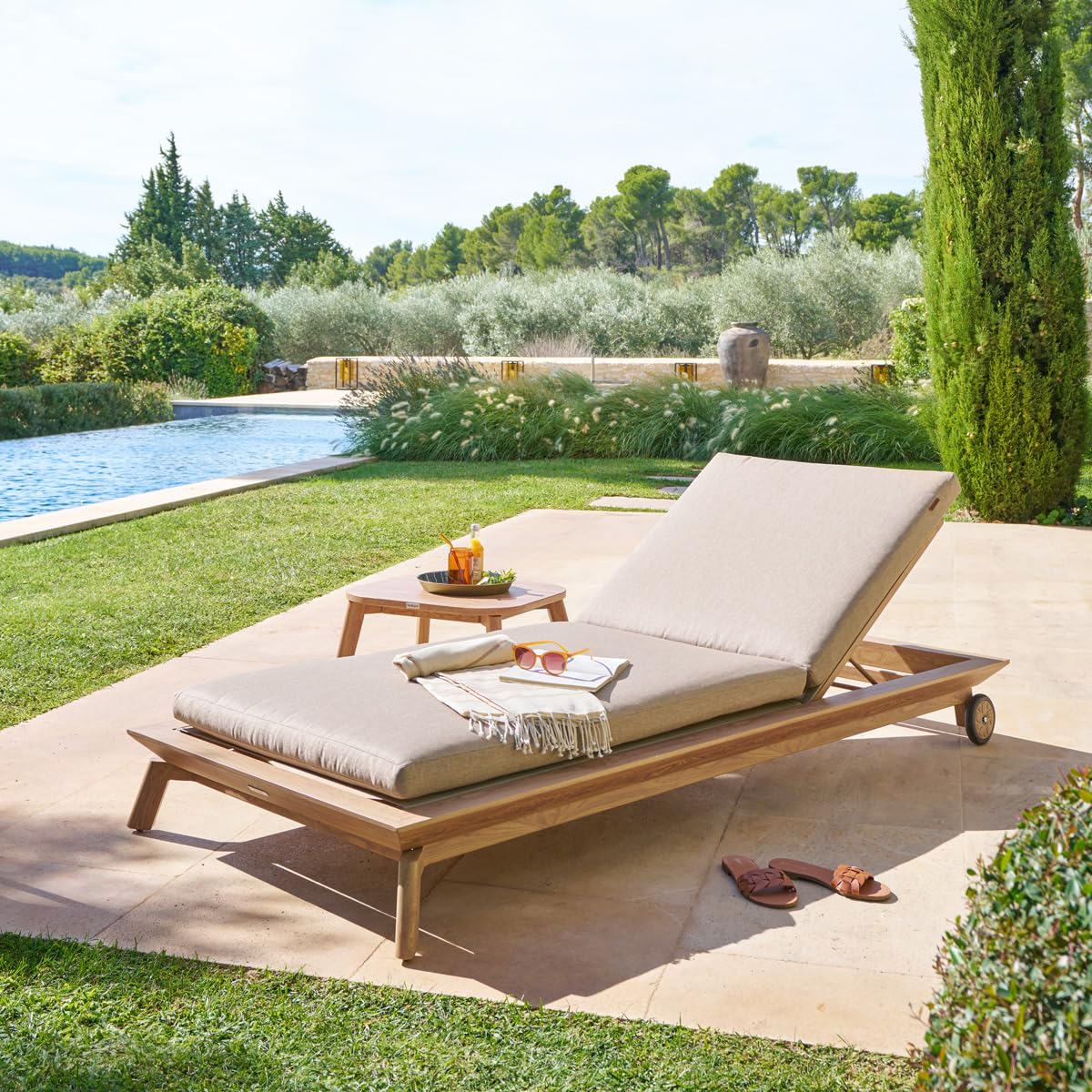 Hespéride - Lit de Piscine manissa Beige Aluminium et Polyester