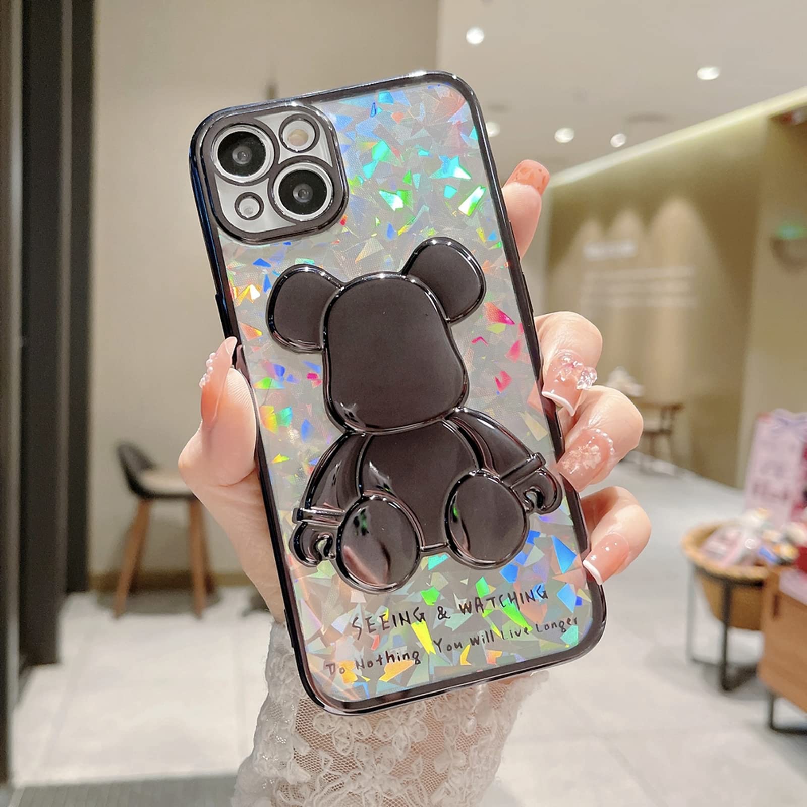 Amazon | Zhiia 漫画 3D クマオーロラ For iPhone 13 12 11 プロ