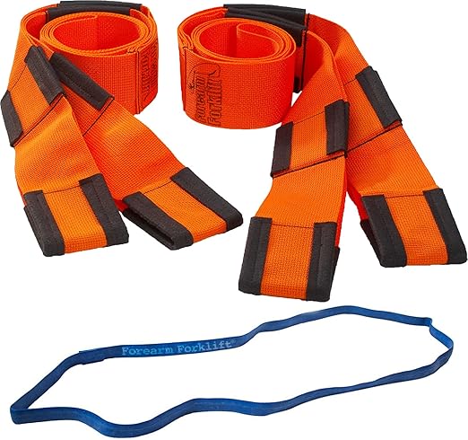 Forearm Forklift 2-Person Lifting and Moving Straps - Lift and Carry Furniture, Appliances, Mattresses or Items up to 800 lbs Like a Pro, Includes Movers Rubber Band, Orange