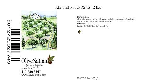 OliveNation Pasta de almendras, almendras molidas blanqueadas endulzadas - 2 libras