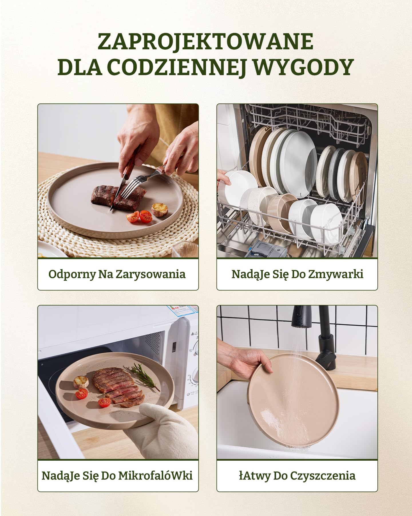 Richmount Nebula Zestaw naczyń 18 elementów, talerze i miski, Cynamonowy | Serwis stołowy, zestaw talerzy i misek, naczynia z drobinkami, przystosowane do mikrofalówki i zmywarki