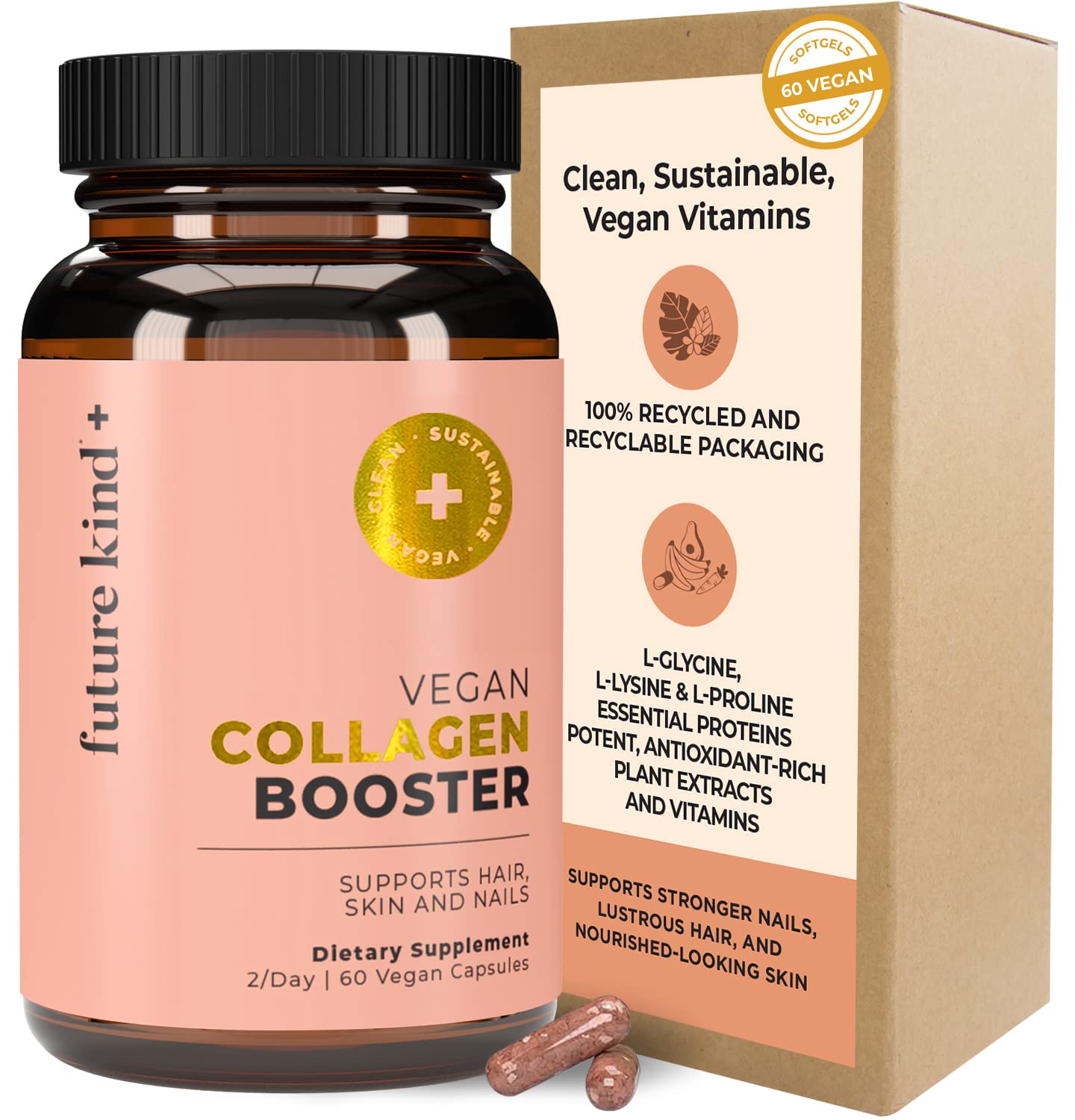Buy Future Kind Vegan Collagen (60 Vegan s in Glass Bottle) Aids in