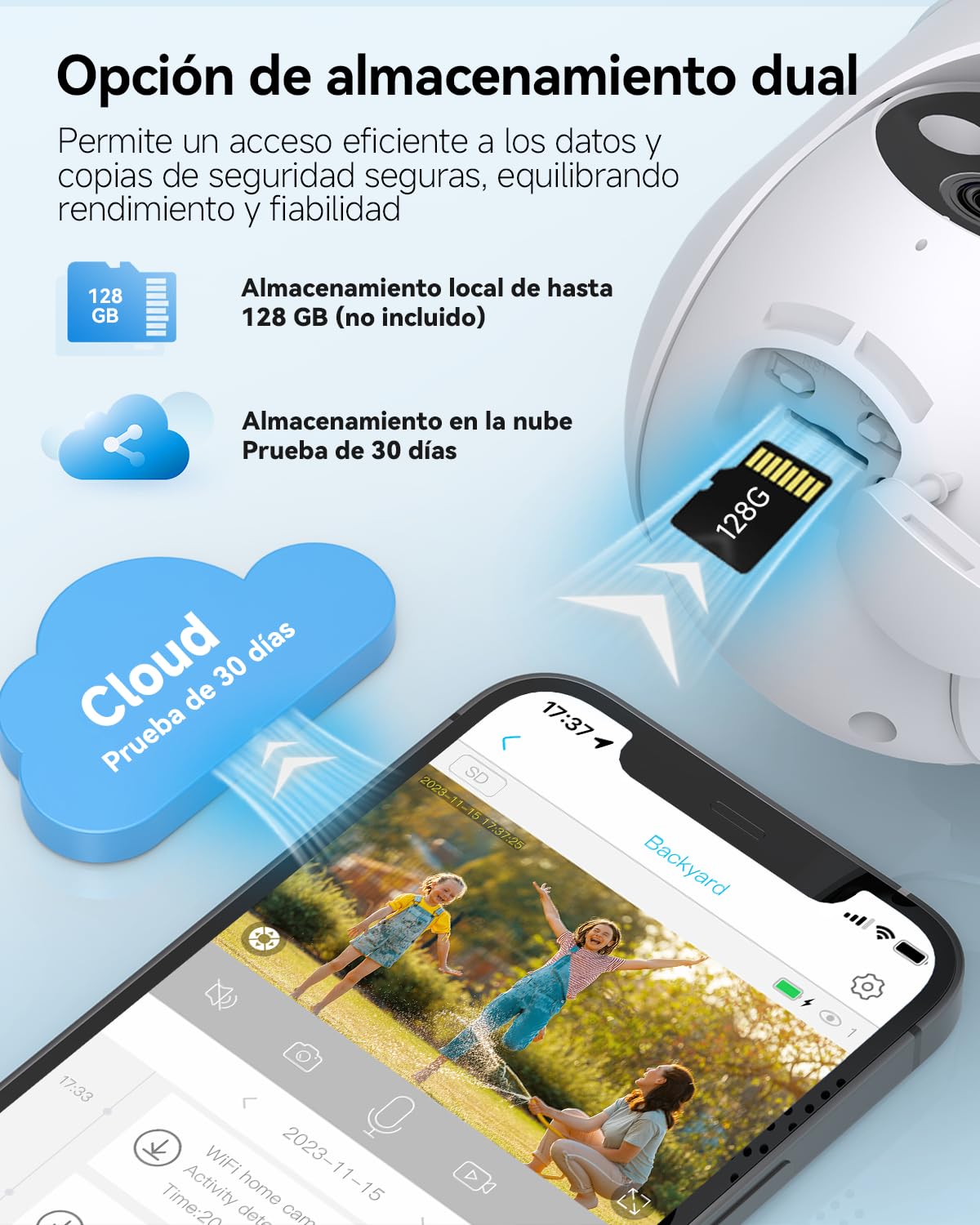 SEHMUA Camara Vigilancia WiFi Exterior Solar, 2K Cámaras de Vigilancia sin Cables con Batería, 360° PTZ, Visión Nocturna Color, 2.4 GHz Wi-Fi, PIR Detección, Audio Bidireccional, IP66, 2 Piezas