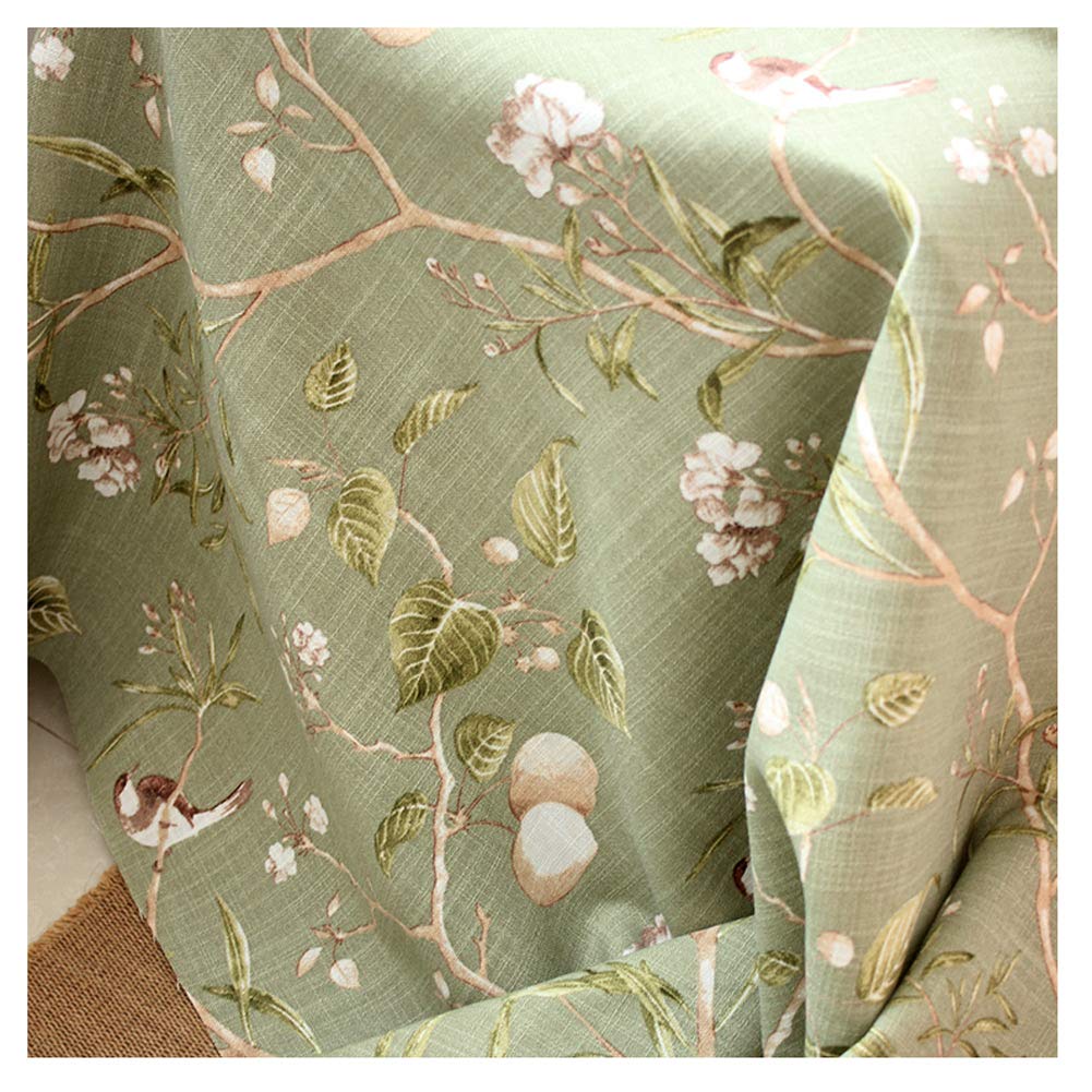NAKAN Tela de Tapicería Estilo Rústico por Metro 280x100cm Ancho Pájaros Verdes Estampado Floral Tela de Poliéster para Sillas Muebles, Decoración Y Manualidades(Size:3m)