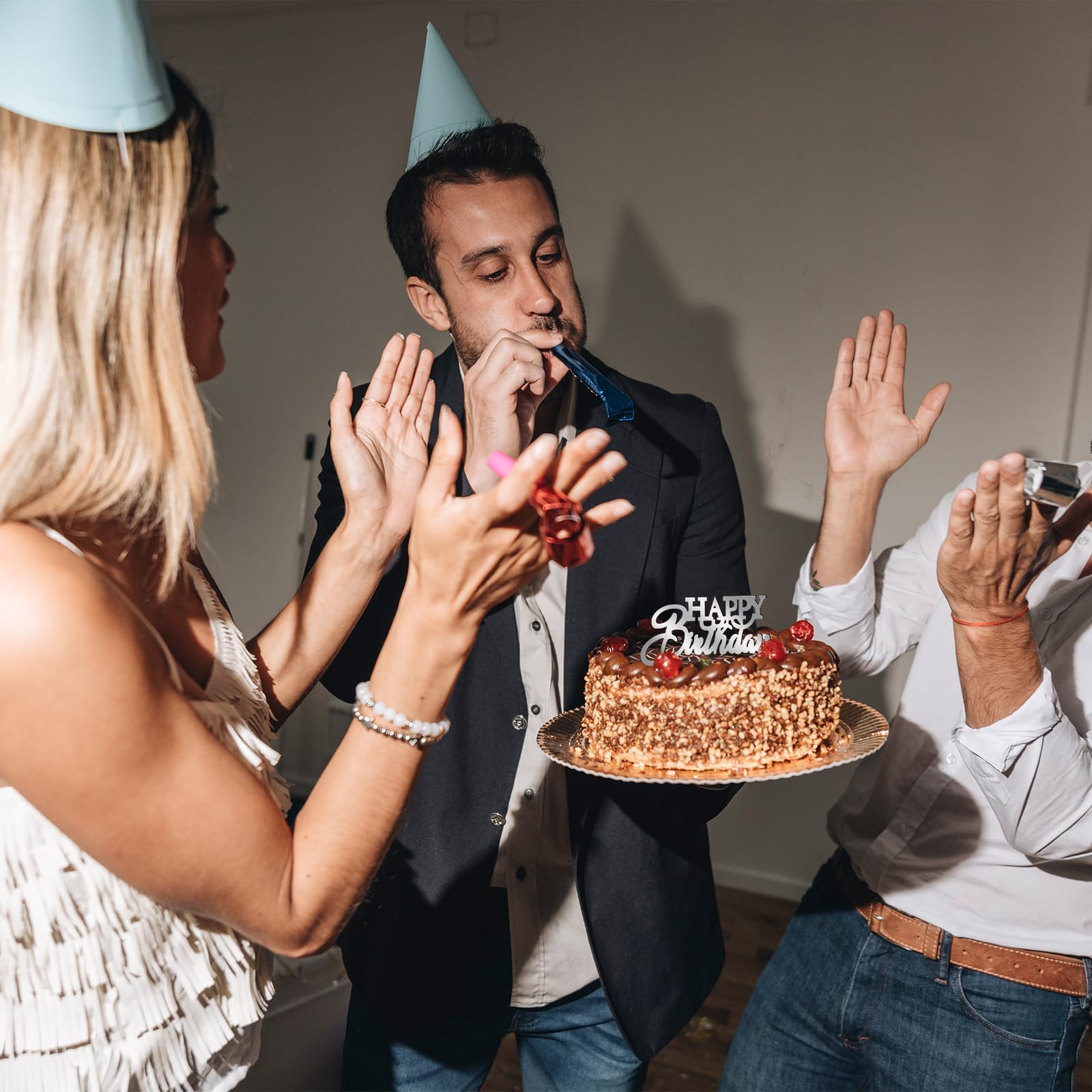Ciondoli per torta di compleanno in acrilico a specchio