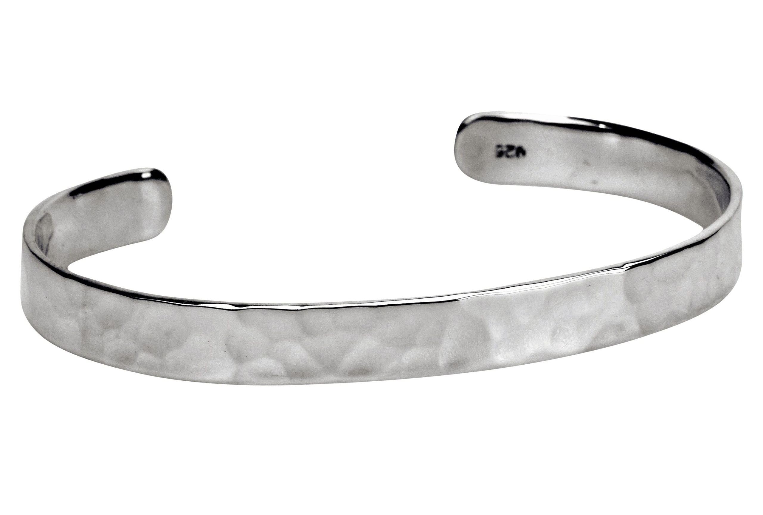 SILBERMOOS Herren Damen Armspange Armreif gehämmert offen klassisch 925 Sterling Silber
