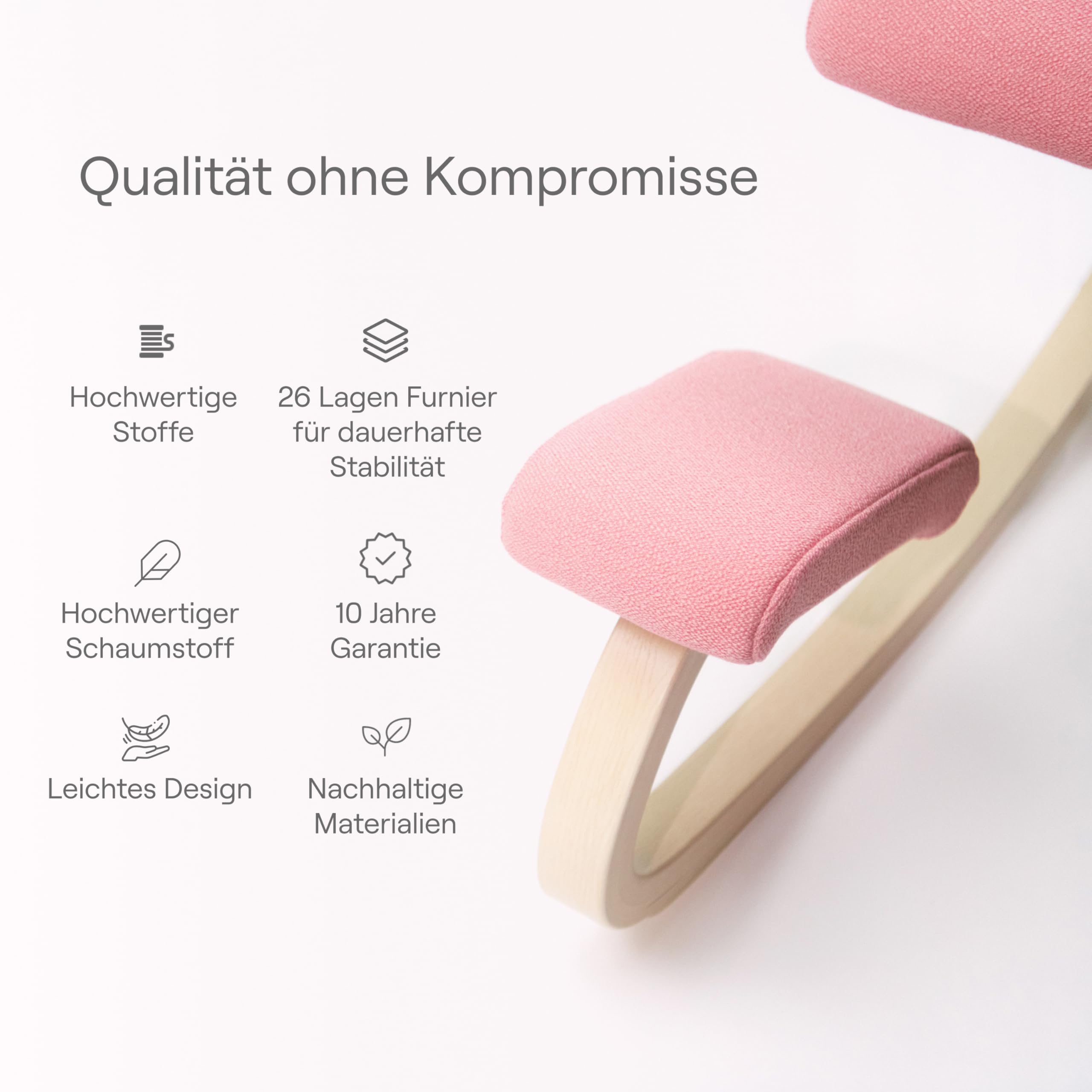 Varier Variable Plus Kniestuhl mit Rückenlehne Natur/Schwarz – Ergonomischer Bürostuhl im Skandinavischen Design, Aktives Sitzen und Komfort – 10 Jahre Garantie