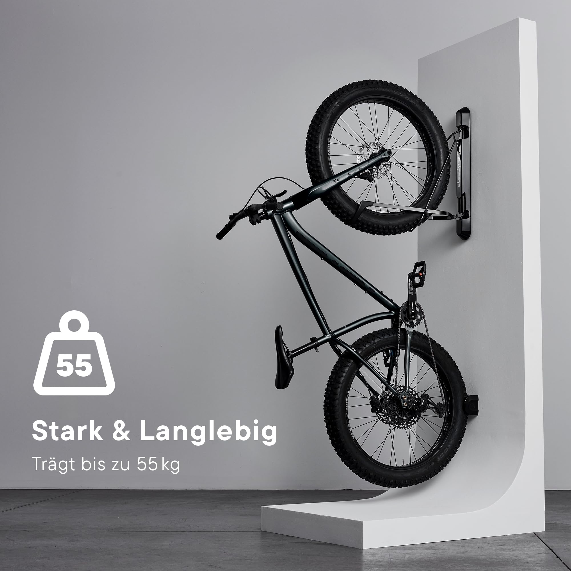 Steadyrack ProFlex Fat Fahrrad Wandhalterung - Vertikale Fahrradhalterung klappbar für Fatbikes, Plus Bikes, Cruiser & mehr - Platzsparende Aufbewahrung für Garage, Werkstatt & Zuhause