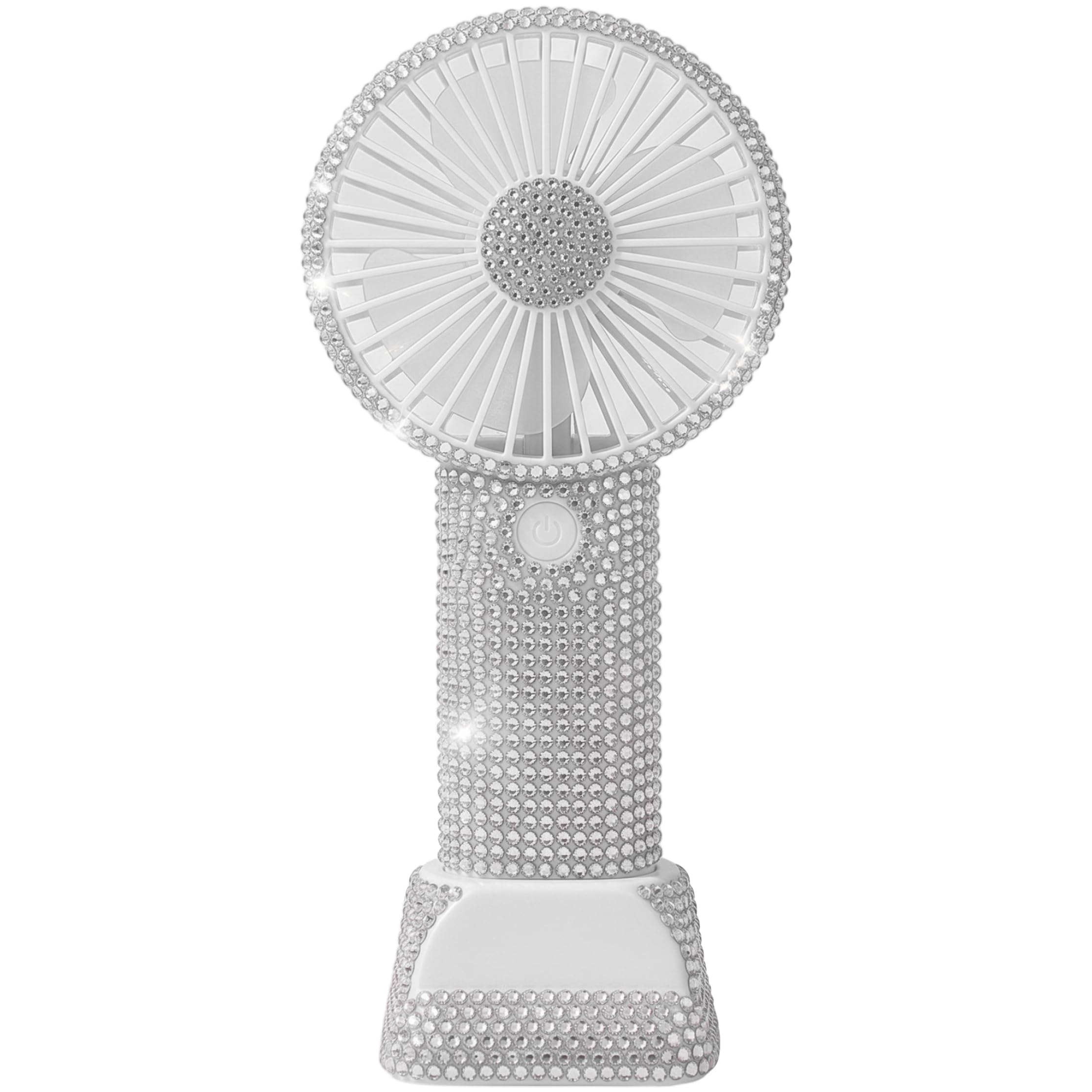 Striegro Makeup Fan, Bling Handheld Fan Rechargeable, Portable Personal Fans With 3 Speeds, Quiet Usb Cooling For Bride & Makeup - Silver.
