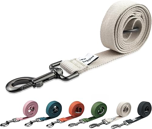 Correa de perro beige para perros pequeños, 4 pies, 90% rayón derivado de bambú, correa de perro 10% poliéster, resistente y duradera, mango con una