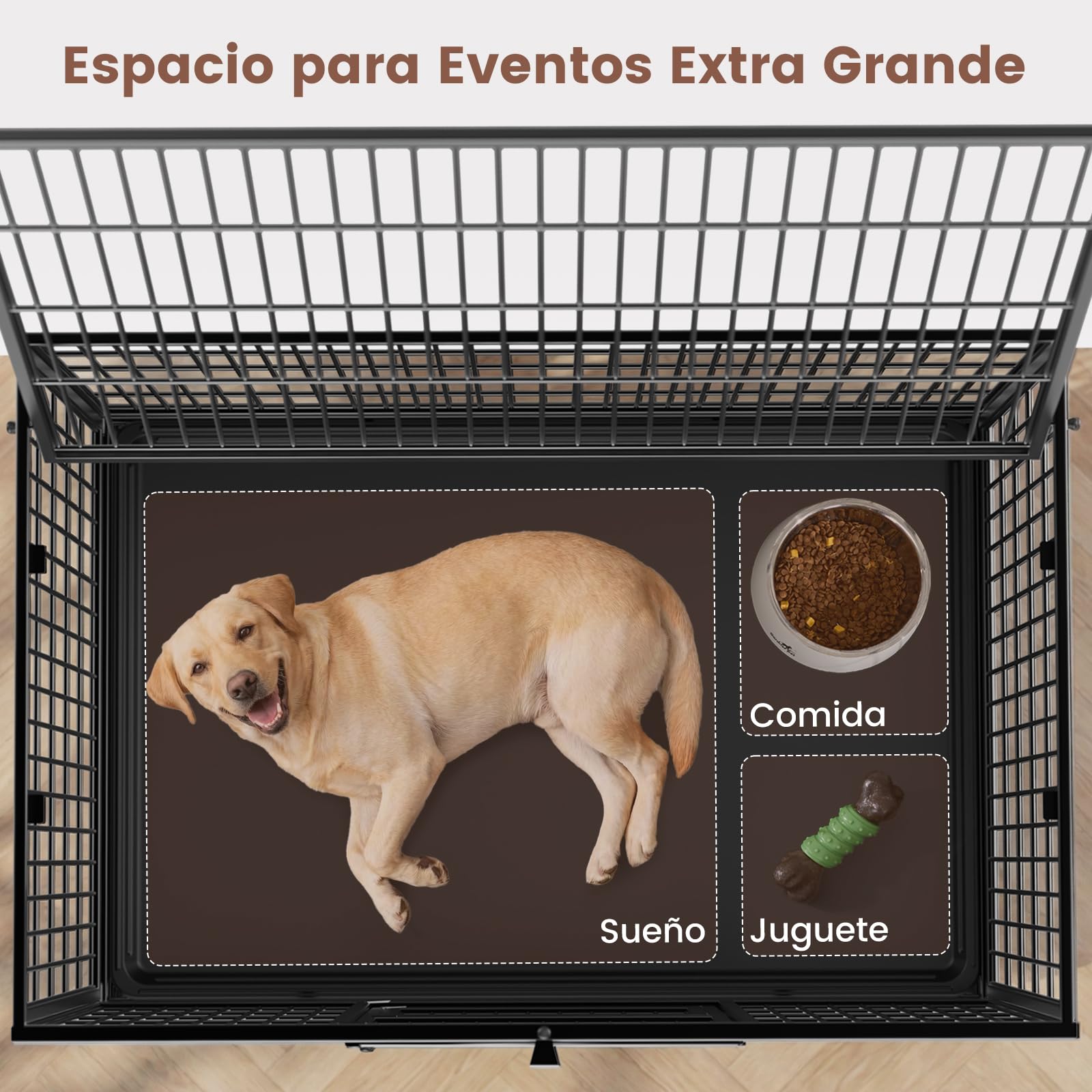 Gardner Pet Jaula para Perro Talla L-82.3x51.5x56cm para Perros Medianos, Diseño a Prueba de Escape con Bandeja, 3 Puertas Desmontables y Ruedas Bloqueables, Jaula Plegable de Metal para Perros-Negro