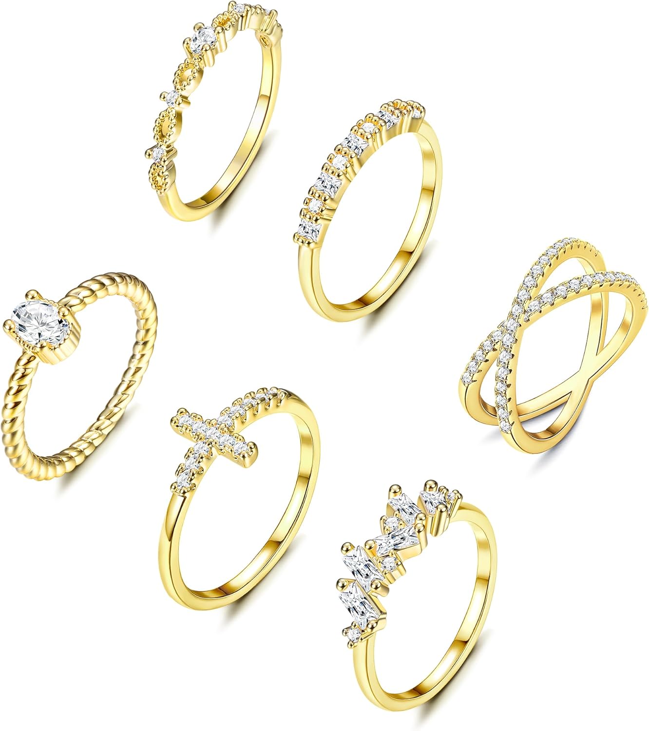 Dochais Gold Rings for Women Non Tarnish Stackable Cubic