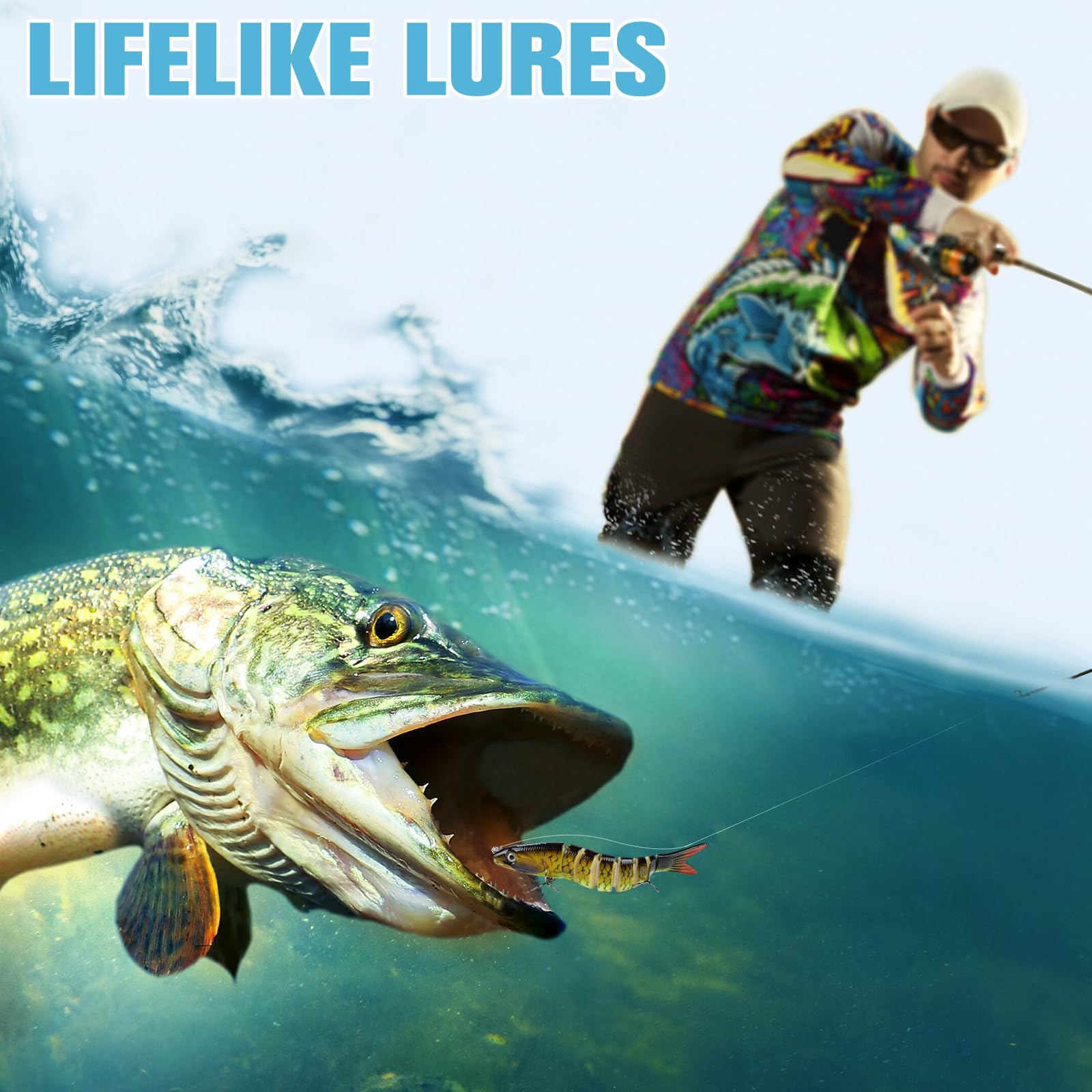 3 Piezas Señuelos de Pesca Spinning Señuelos de Biónicos de Hundimiento Lento Lubina Swimbait Duro Cebo de Pesca Artificial Señuelo de Pesca para Lucio Trucha Siluro Rio Mar