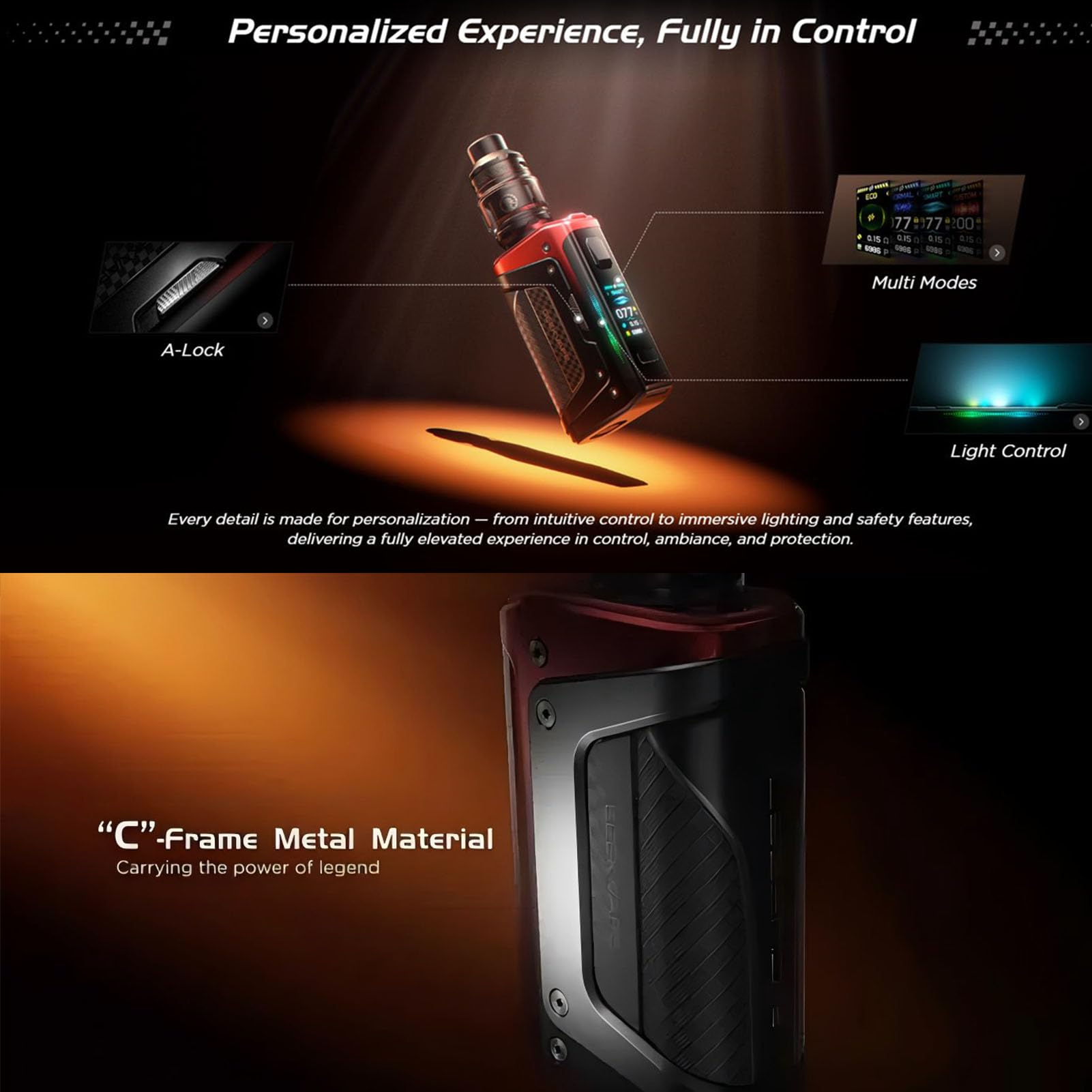 GEEKVAPE Aegis Legend 5 Mod |200W Various Working Mode: ECO/SMART/NORMAL/CUSTOM/TC Support, Support Z Sub Ohm Tank/Z Nano 2 Tank/Z Fli 2 Tank, (No Tank/No Coil) (Frost Silber)