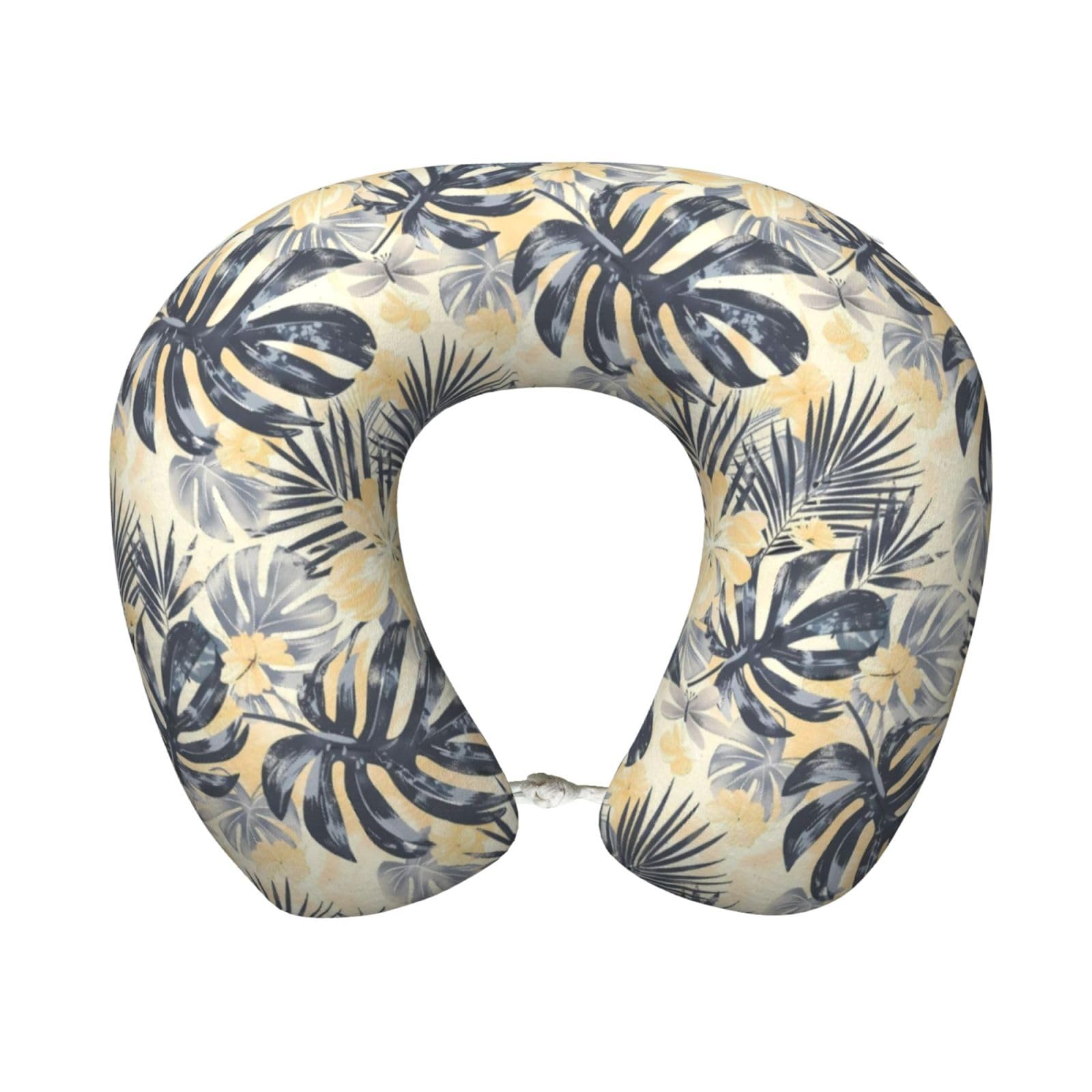 peiyeety Vintage Tropical Print Travel Pillow Memory Foam, Portable Neck Pillow for Airplane, Car and Office