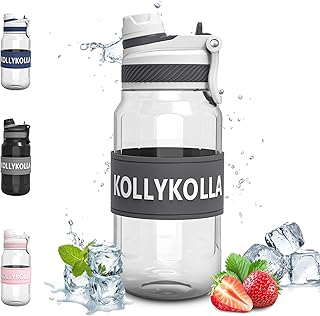 KollyKolla Water Bottle With Straw, 500ML Leak Proof Lid with Flip Top and Straw, Drinks Bottle, BPA Free Non-Toxic Reusable, Running, Gym, Yoga, Outdoors and Camping