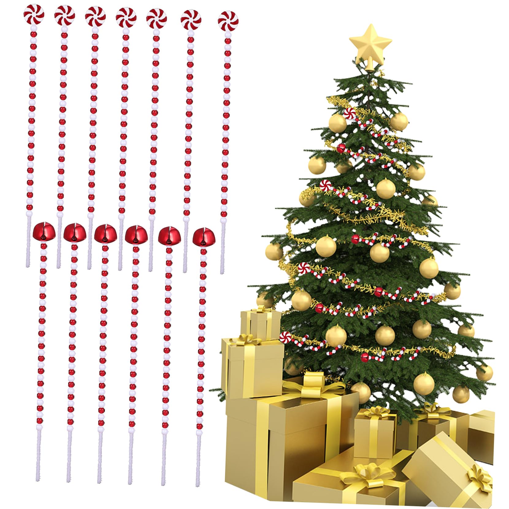 HOLIDYOYO Multi-use Christmas Decorations 20/pkg Candy Cane Ornaments Christmas Tree Ornaments Party Supplies Door Decor