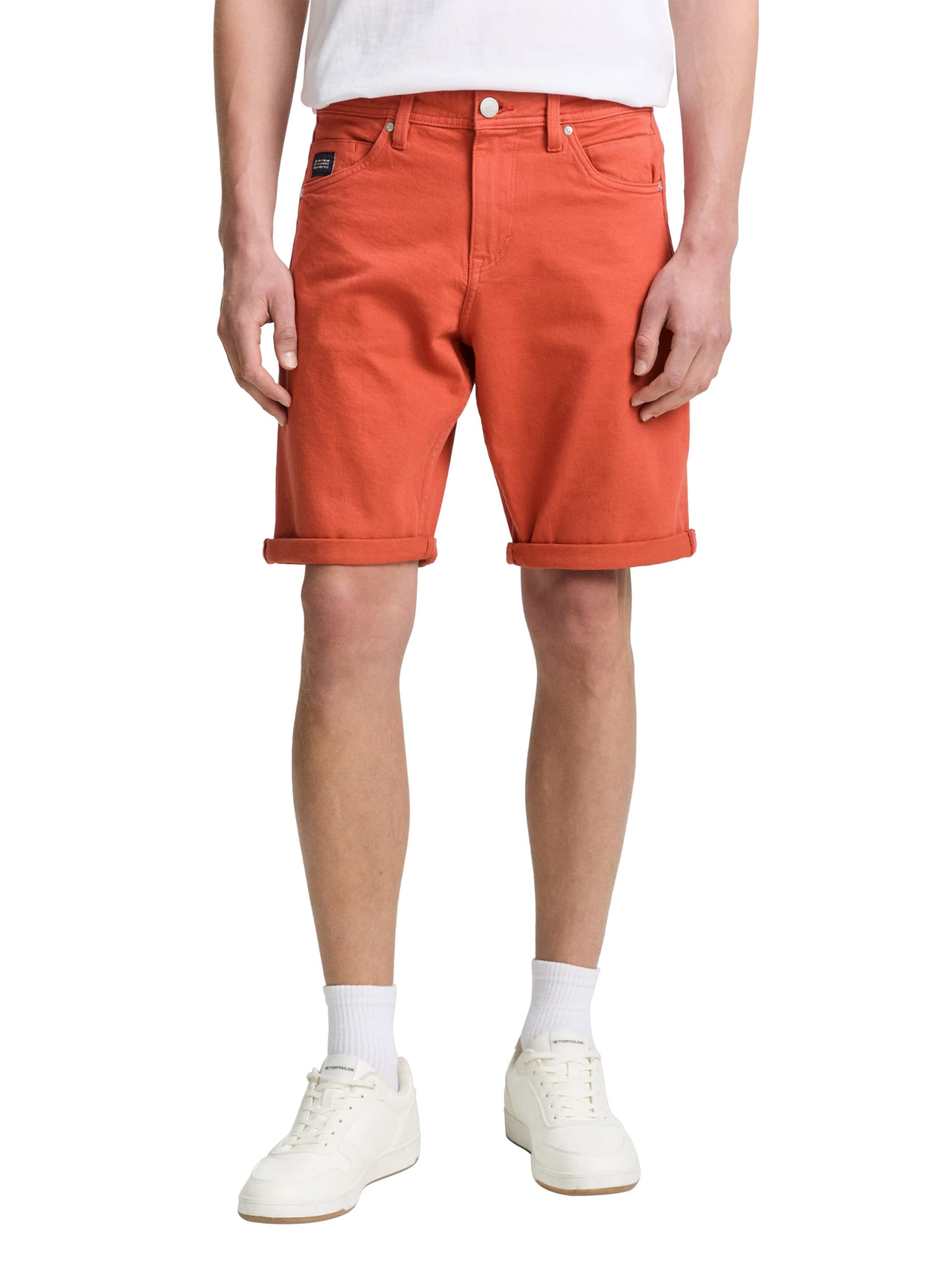 TOM TAILOR Men's Bermuda Jeans Shorts, 13722 Rooibos Orange, 31
