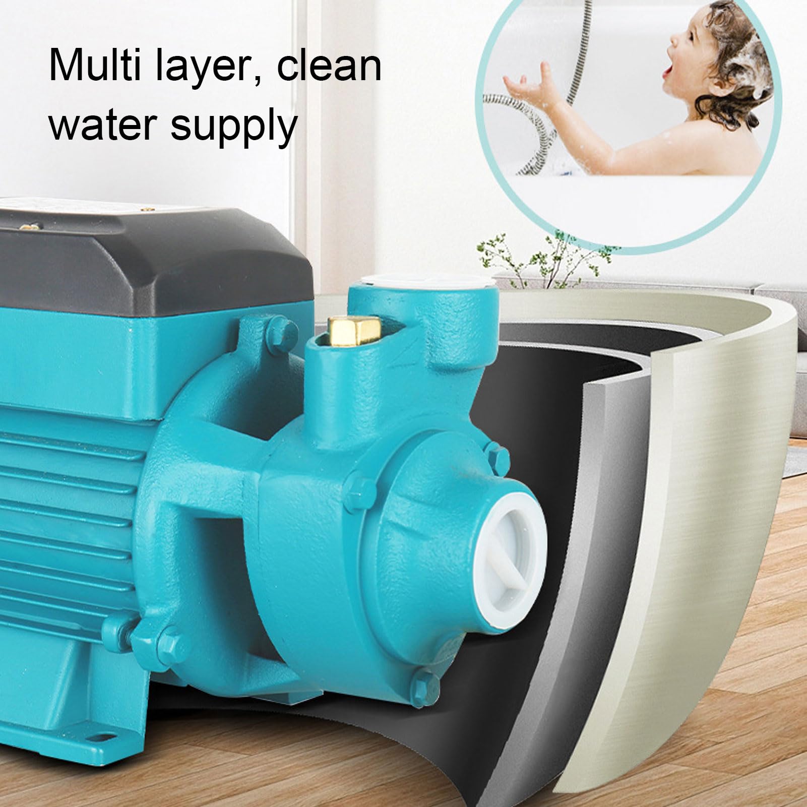 Pompa Centrifuga per Trasferimento Acqua Efficiente 0,75 per Irrigazione di Pozzi da Giardino 50 M di Sollevamento 50 L/min QB70 per Agricoltura Domestica