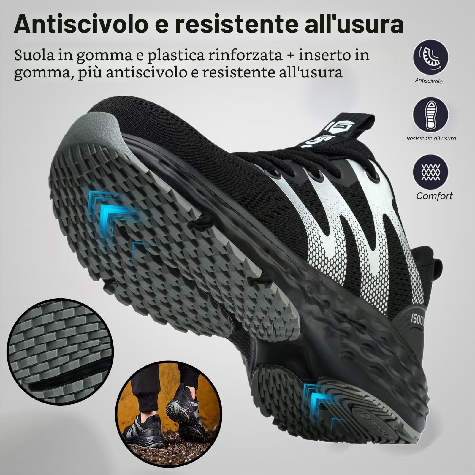 Scarpe Antinfortunistiche Uomo Donna Leggere Scarpe da Lavoro Comode Scarpe Sicurezza con Punta in Acciaio Traspiranti