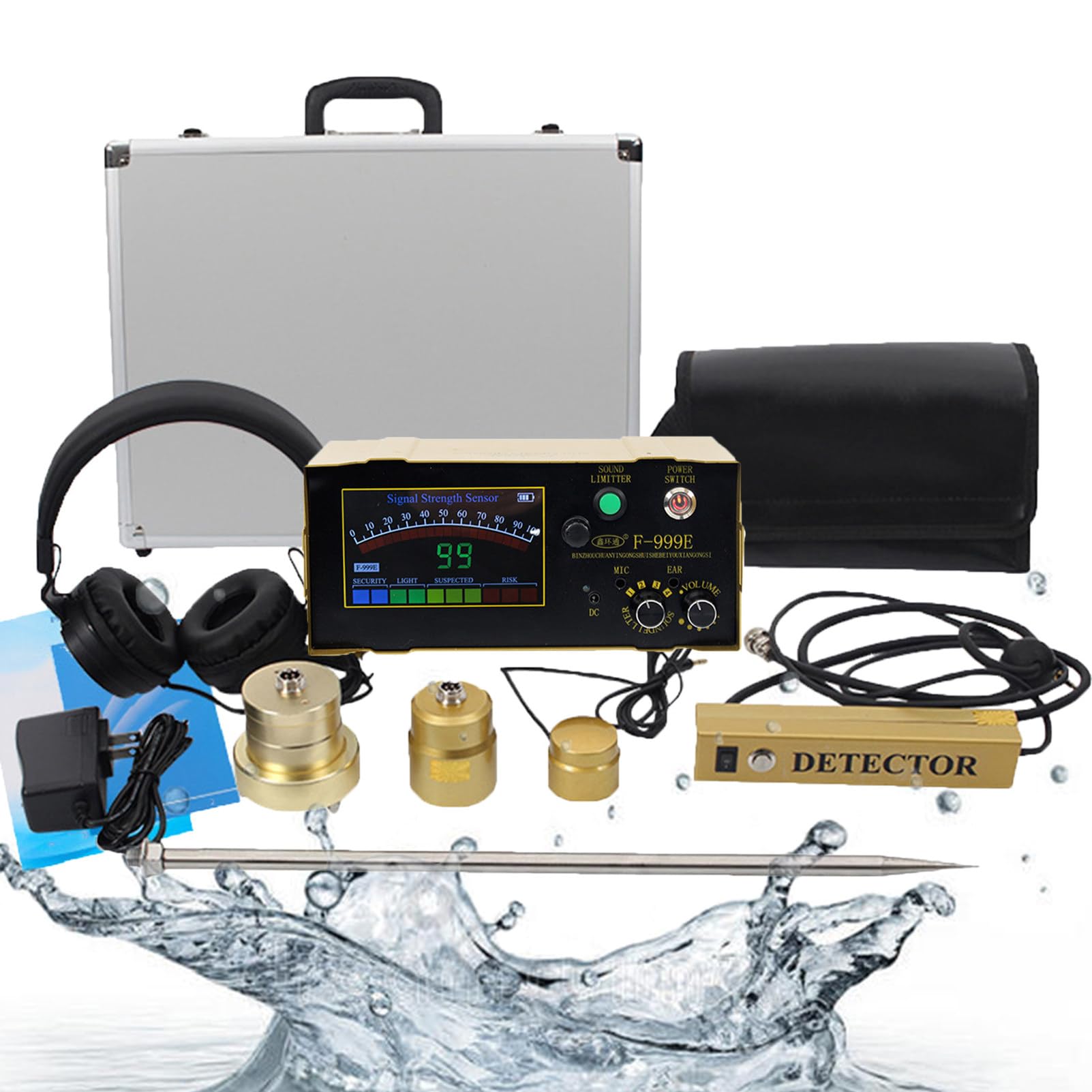 Mehrfrequenz-Rohrwasserleckdetektor, Unterirdischer Wasserlecksensor-Monitor Mit Einstellbarer LautstäRke Und 3 Meter Erkennungstiefe