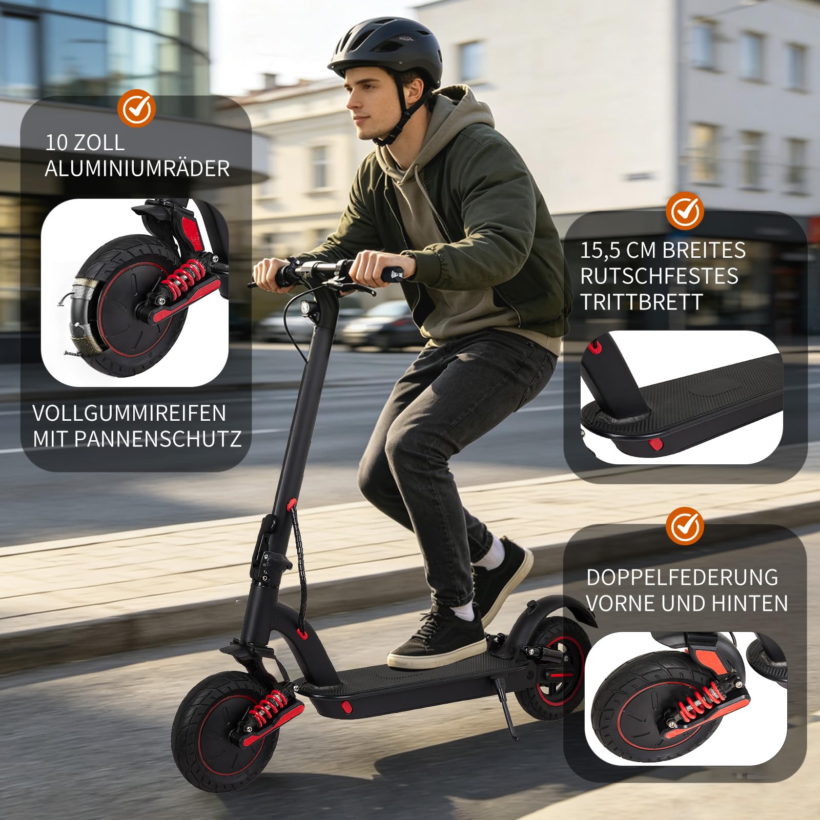 Trottinette Électrique pour Adultes, Moteur 350W, Autonomie 25–30 km, Batterie 36V 10,4Ah, Double Frein et Double Amortissement, Écran LED avec APP, Trottinette Pliable