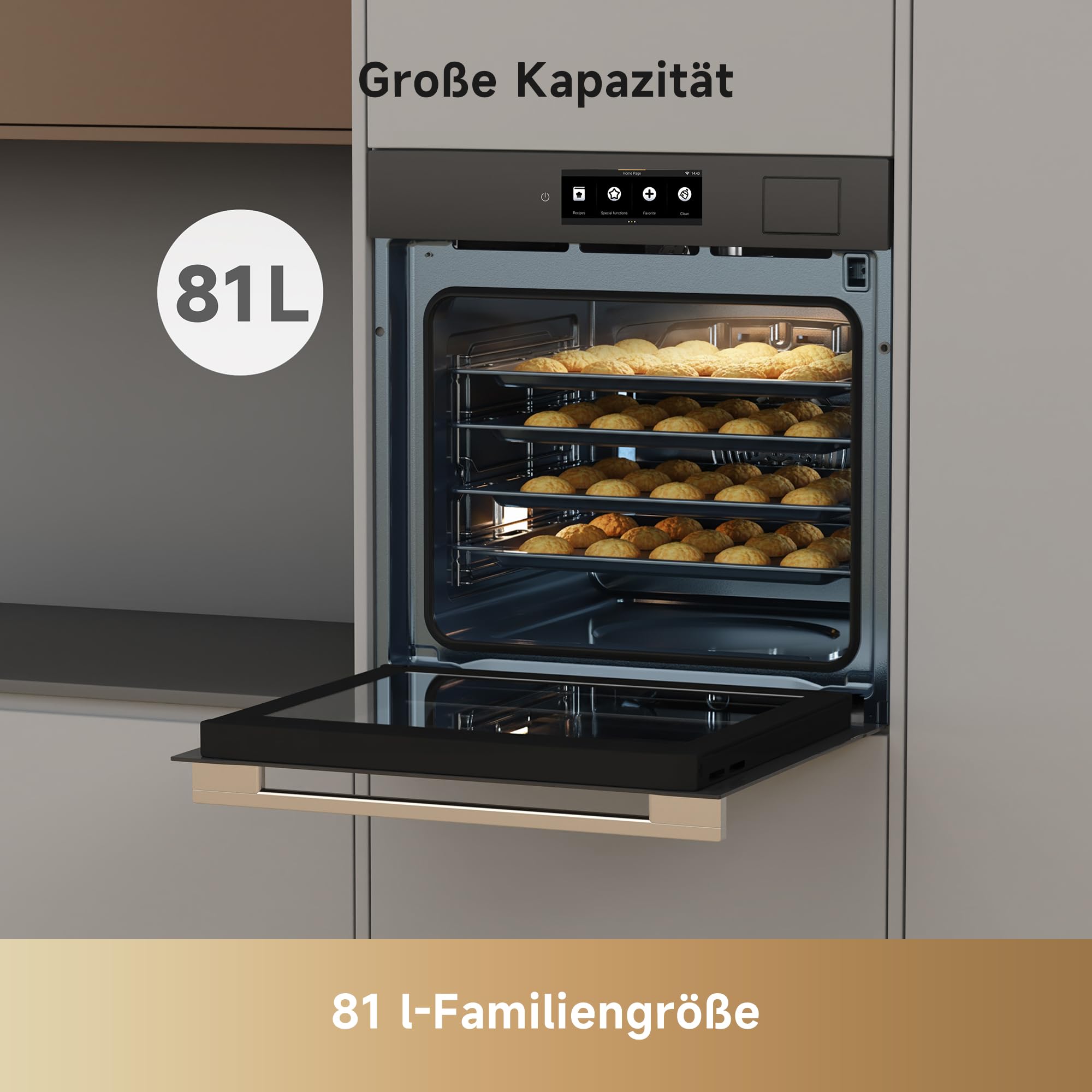 dreame OZ60 Pro Kombi-Backofen einbaugerät,81L Volumen Einbau-Backofen 60cm