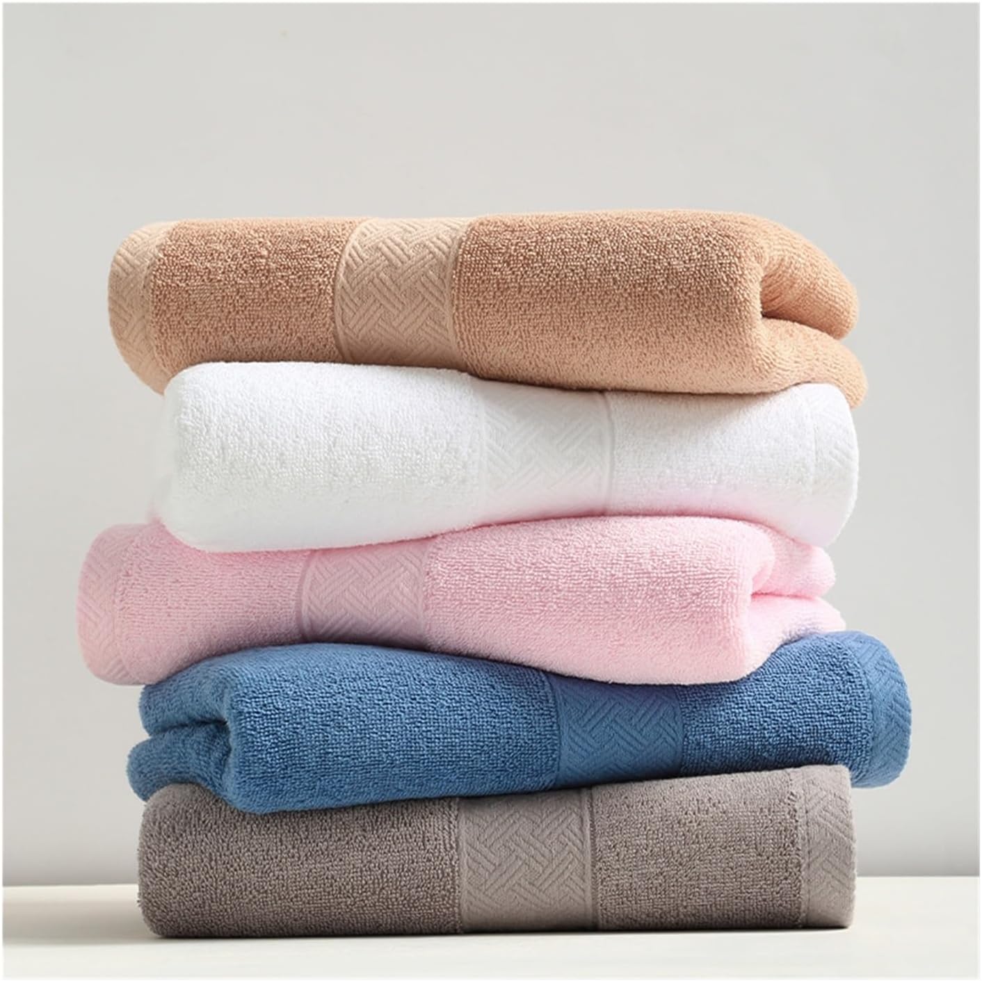 3 Pack Satin Striped Cotton Towels, Thick Bath Towels, 120-140 GSM, 35x75cm(Grey)