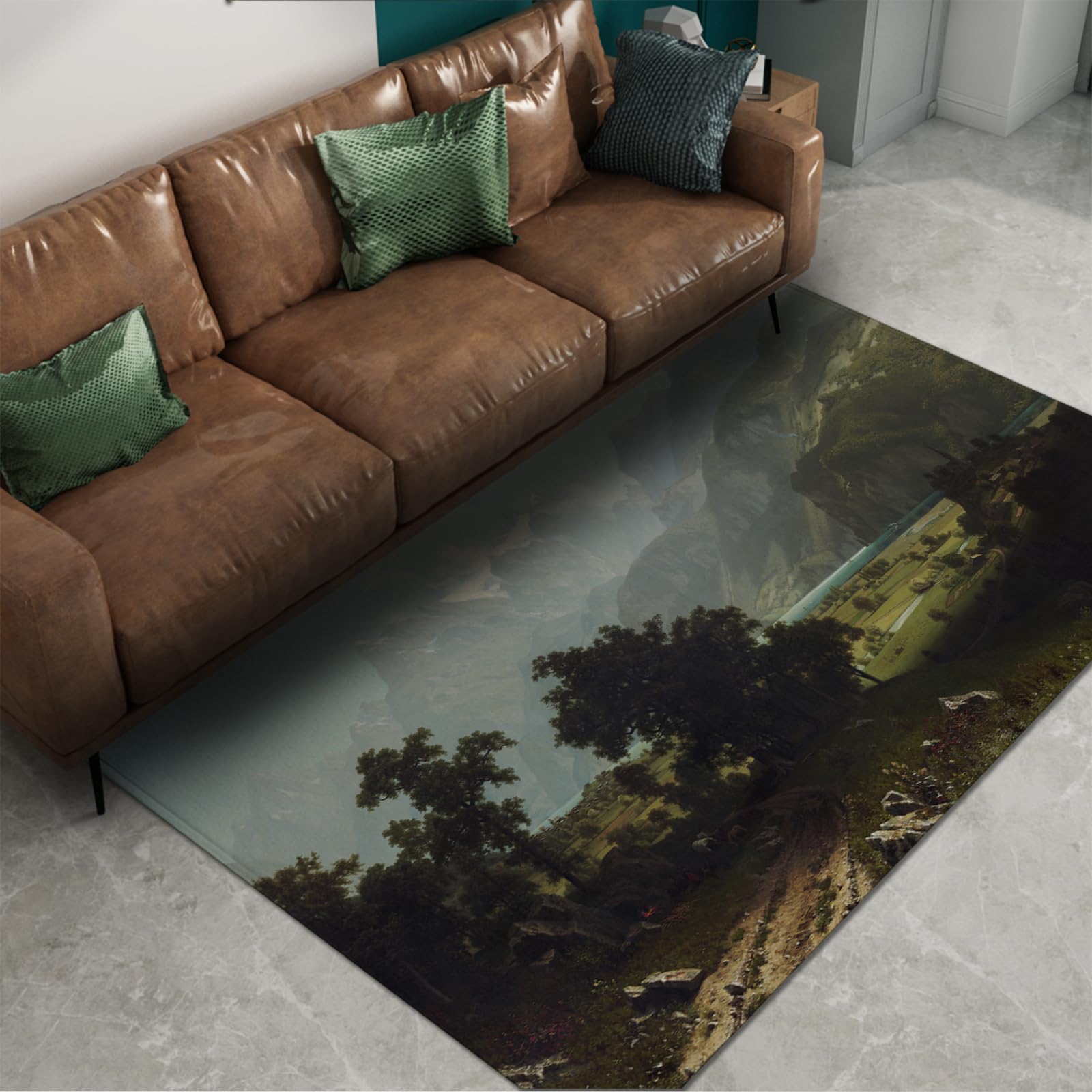 Tapis paysagers Albert Bierstadt Lac des Quatre-Cantons antidérapant 60x180cm