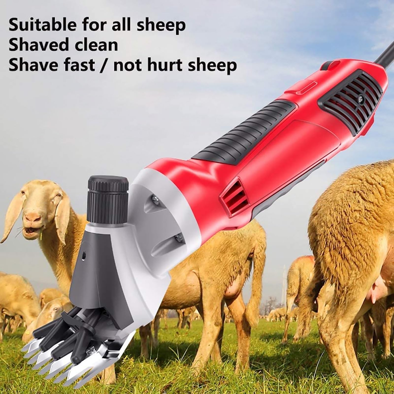 Esquiladora Profesional Mejorada 1000W para Ovejas con 6 Velocidades Y Cuchillas Repuesto, Resistente Y con Caja Protectora, para Cuidado Mascotas, Como Ovejas Cabras Alpacas(9 TOOTH STRAIGHT BLADE)