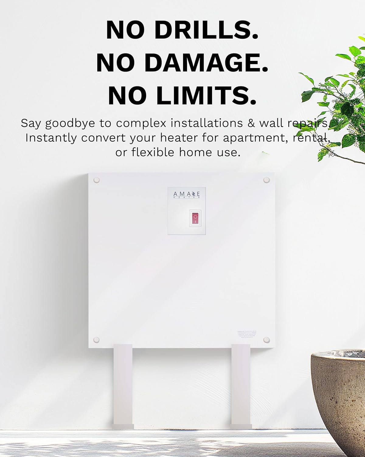 Amaze Heaters EzyMount Stand – Drill-Free Stand for Heaters for Indoor Use – Feet for Electric Heater Indoor for Portability – Compatible with 250W/400W/600W Models