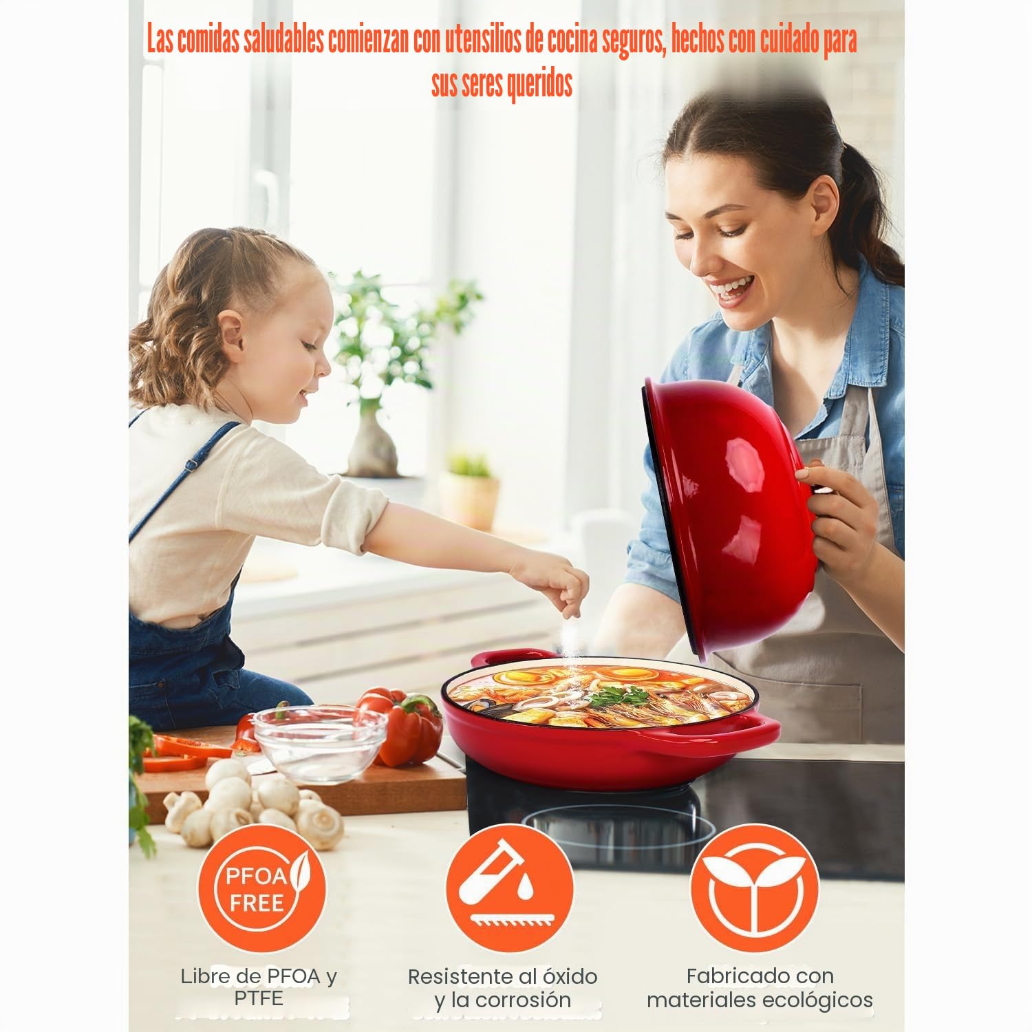 GFTIME Olla de hierro fundido para hornear pan, cacerola con tapa, 5 cuartos de cuarto, horno holandés, sartén para pan con cesta de fermentación, cortador, mezclador de masa, olla de hierro fundido
