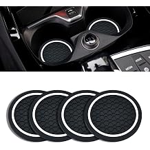 4 PCS Custom Rubber Cup Holder Coaster Mats Inserts for 2019-2024 Genesis G70, Center Console Drink Pads Anti-Slip Automotive Interior Accessories,White