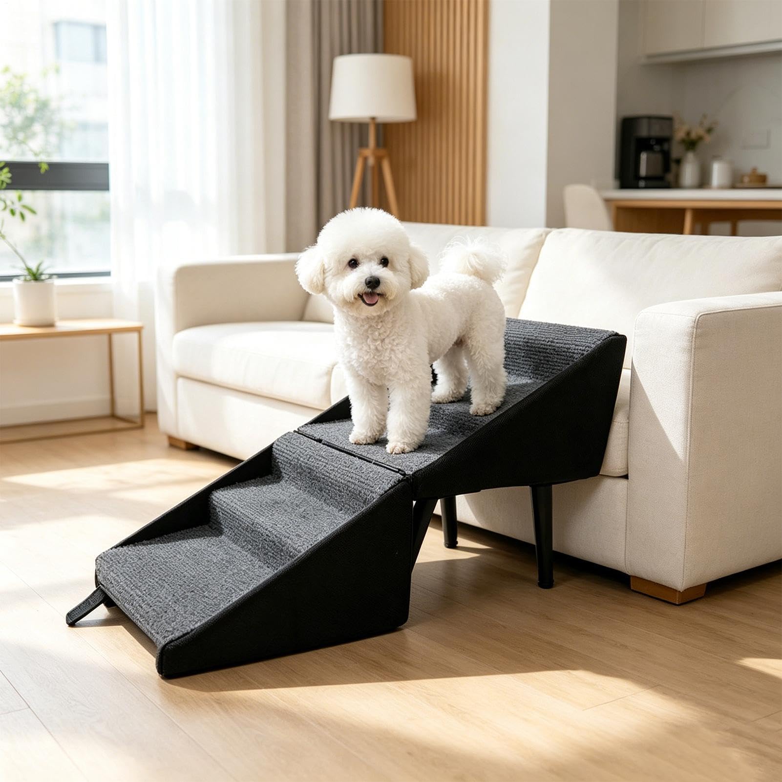 Hundetreppe Klappbar, rutschfeste Hundetreppe Für Kleine Hunde, Hunderampe Für Sofa Bett, Treppe Für Sofa & Bett, Stabilen & Faltbar, Multifunktional Fußhocker Für Haustiere, Kleine Hunde, Katzen