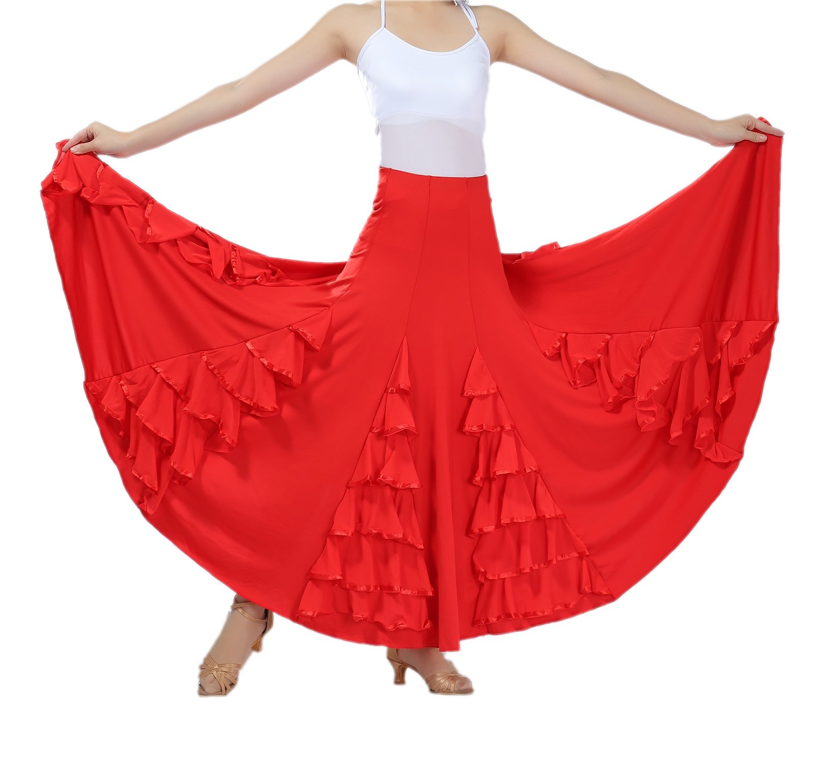 CISMARK Elegante Milch Seide Ballsaal Walzer Tanzen Lange Swing Rock, Einheitsgrösse