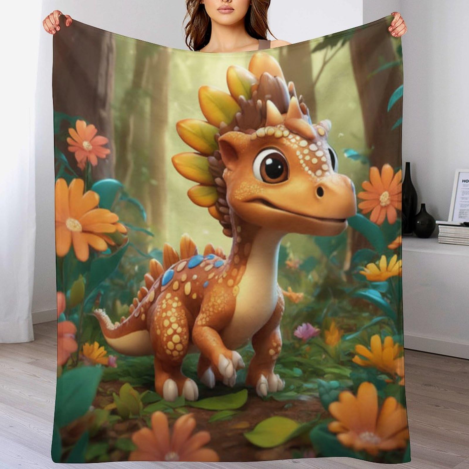 Couverture dinosaure enfant jeté de canapé doux pour soirées cinéma cocooning