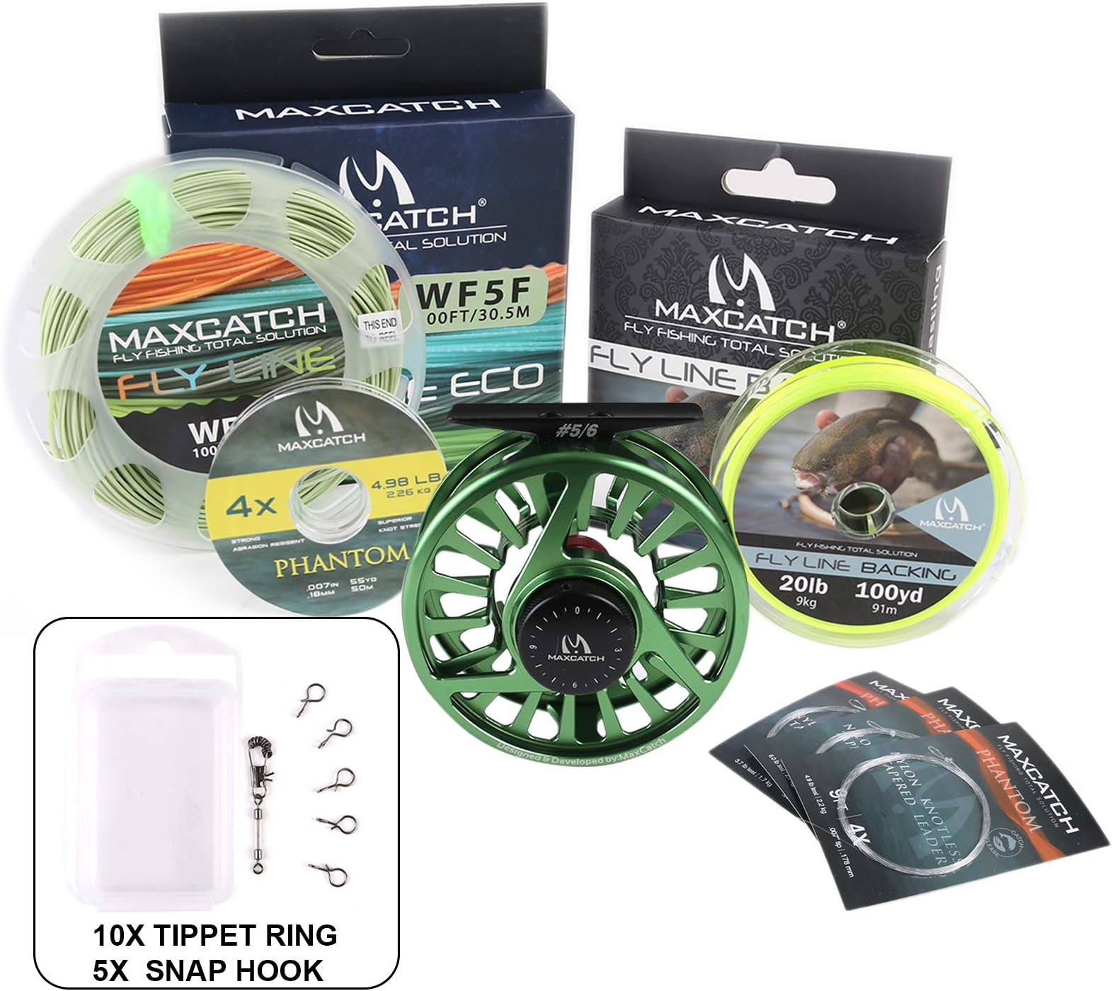 MAXIMUMCATCH Maxcatch Avid Series Best Value Fly Fishing Reel- 1/3, 3/4, 5/6, 7/8, 9/10-5 Color Available (Green Reel+Line Combo, 7/8wt)