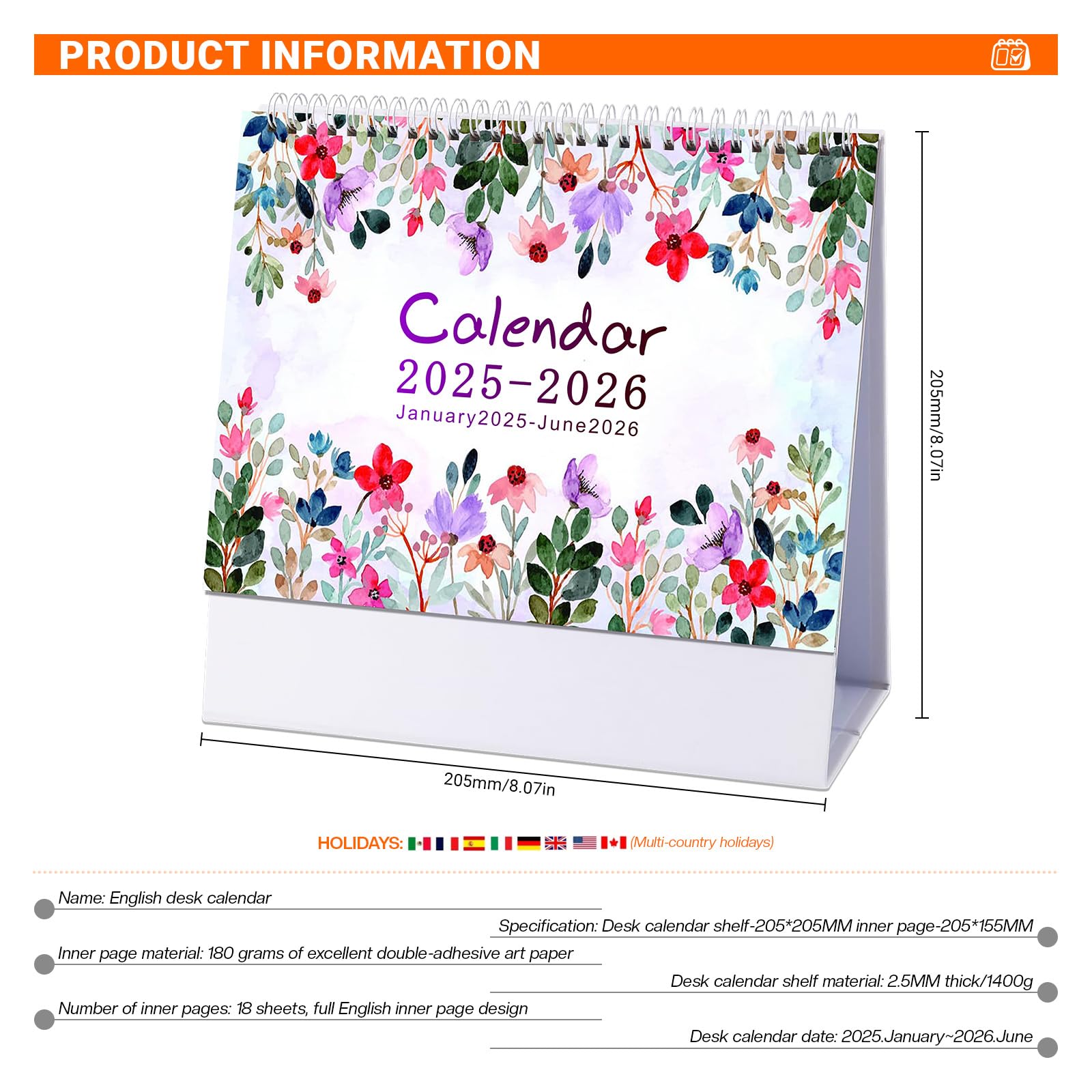 Bailinks 2026-2027 Desktop Standing Calendar, Compact Monthly Desk Calendar with Thick Paper - Image 2